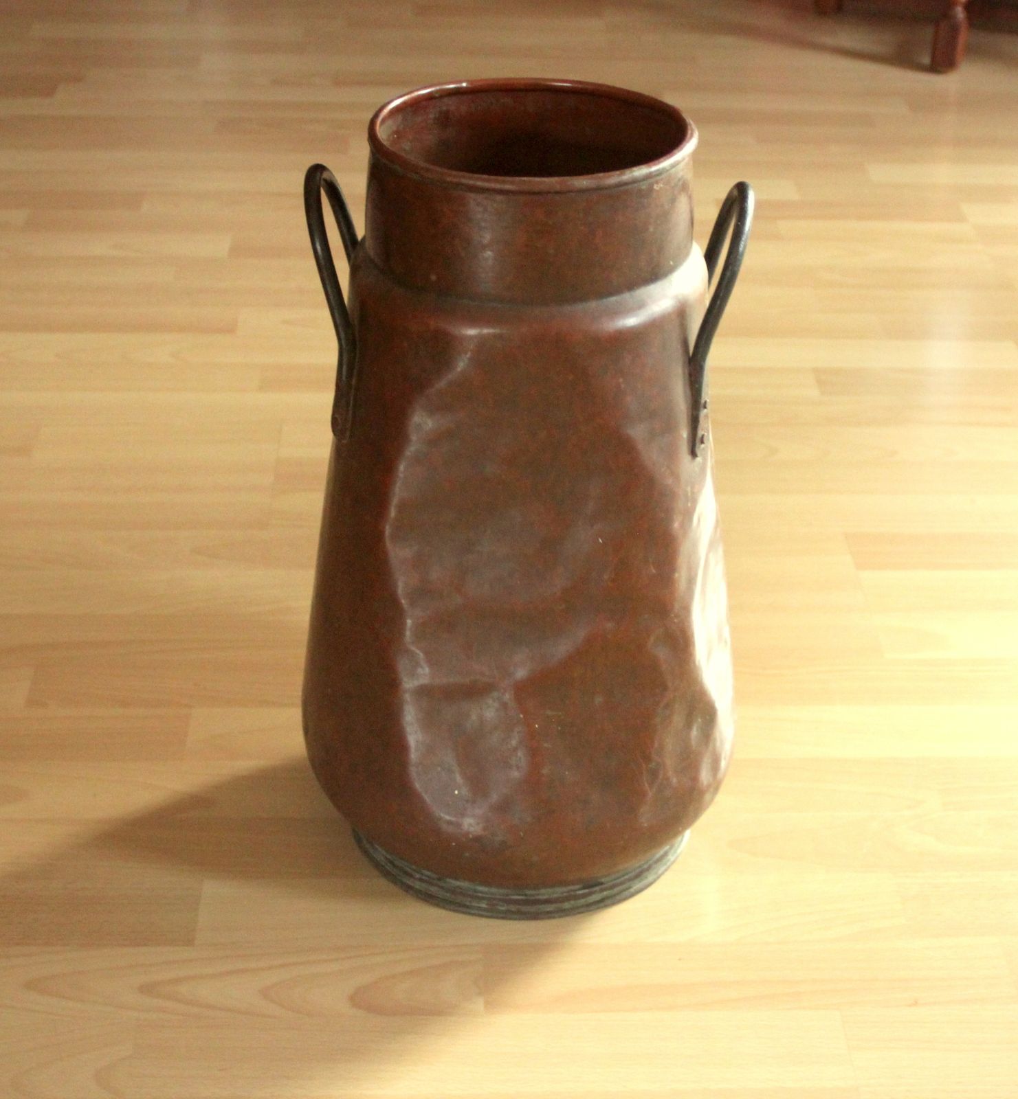Copper Umbrella Stand With Metal Handles   Vintage From The 70s photo furniture