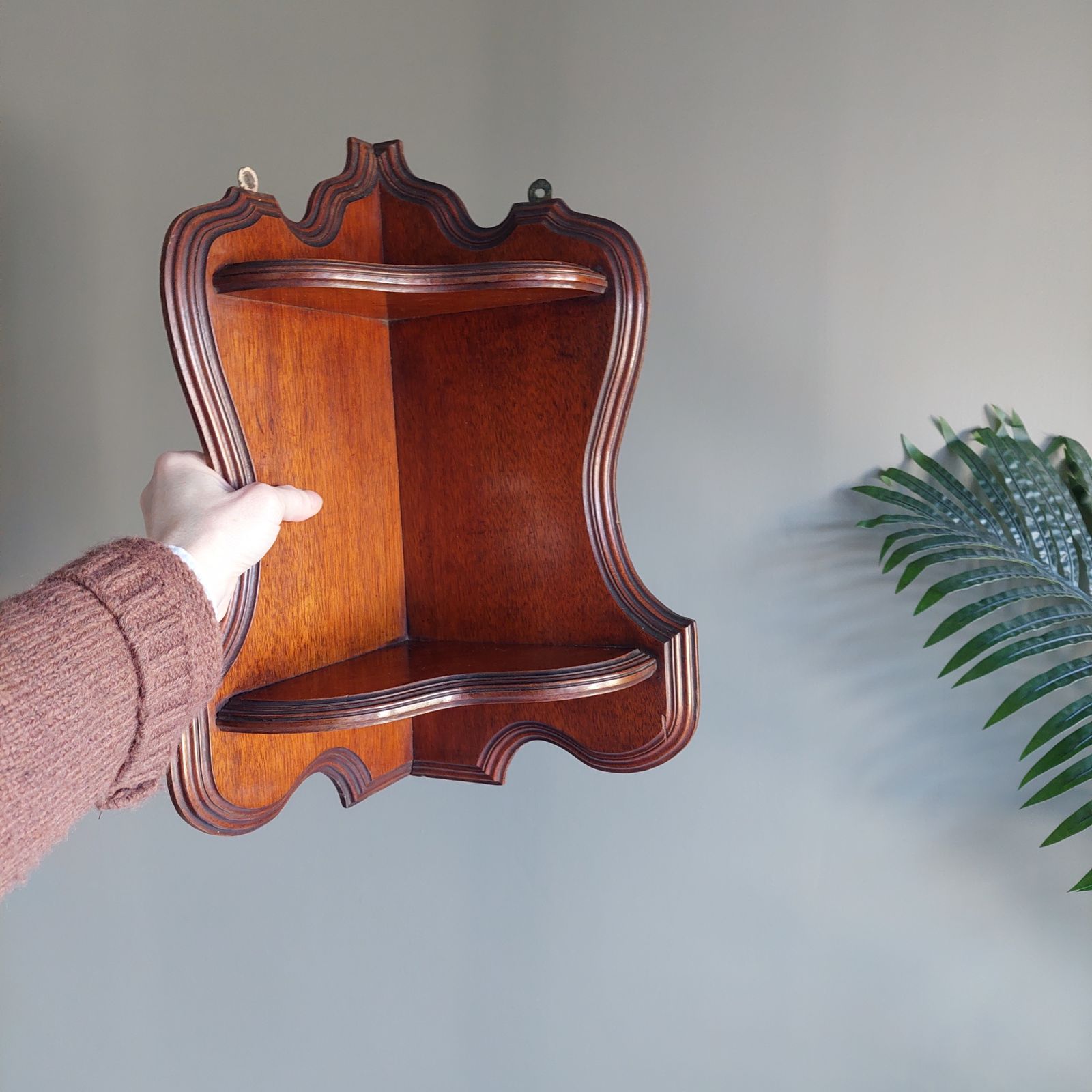 Antique Mahogany Corner Shelf Wall Shelving Hanging Shelf Unit 19th Century