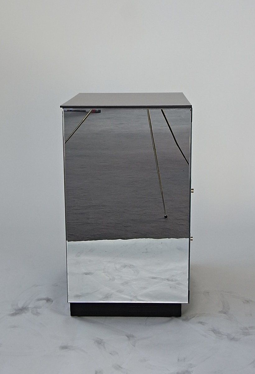 Facet Mirrored Drawer Bedside Table With Faceted Pilasters And Edges, 2010s photo for sale