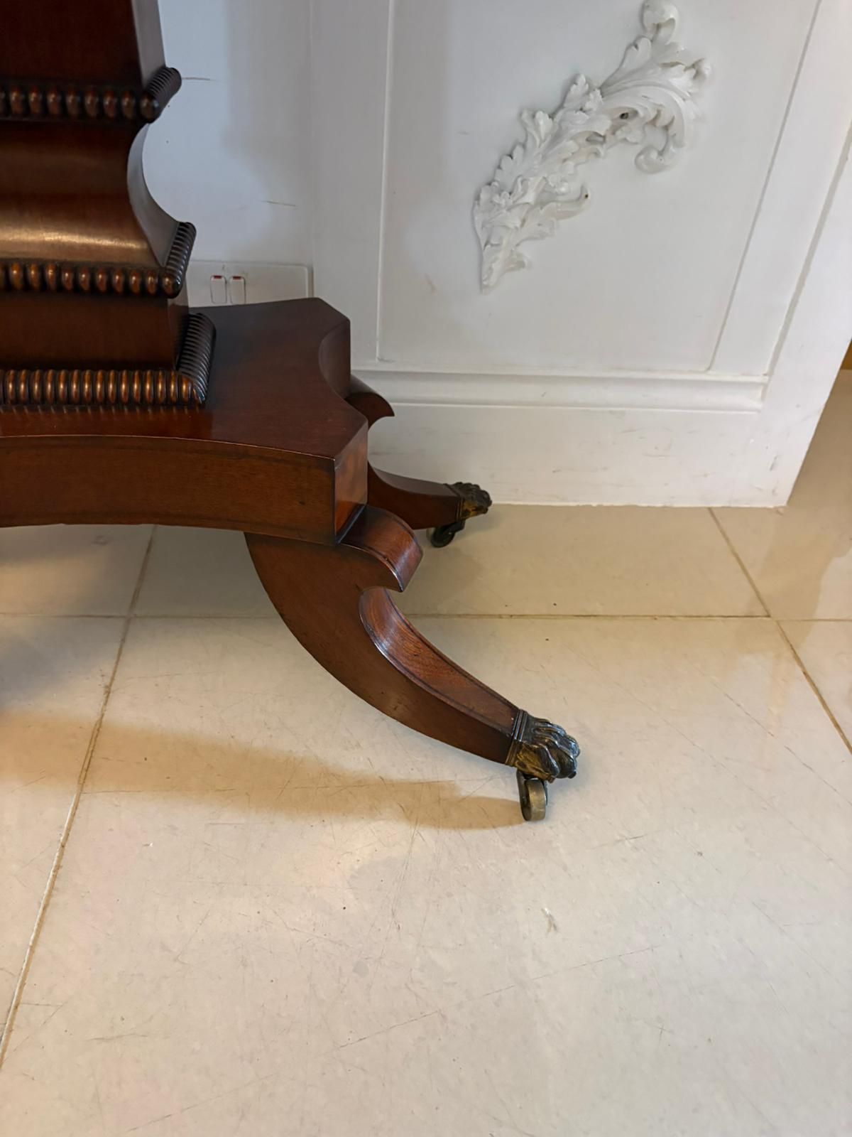 Furniture Antique English 19th Century Mahogany Brass Inlaid Fold Over Sidetable photo