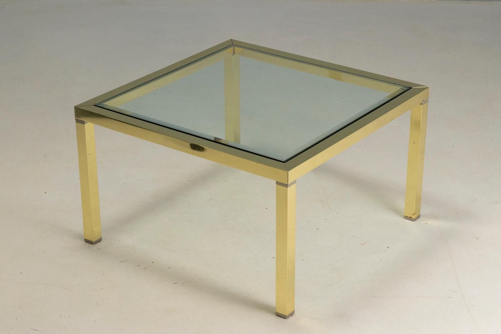 Brass And Glass Coffee Table, 1970s, Europe