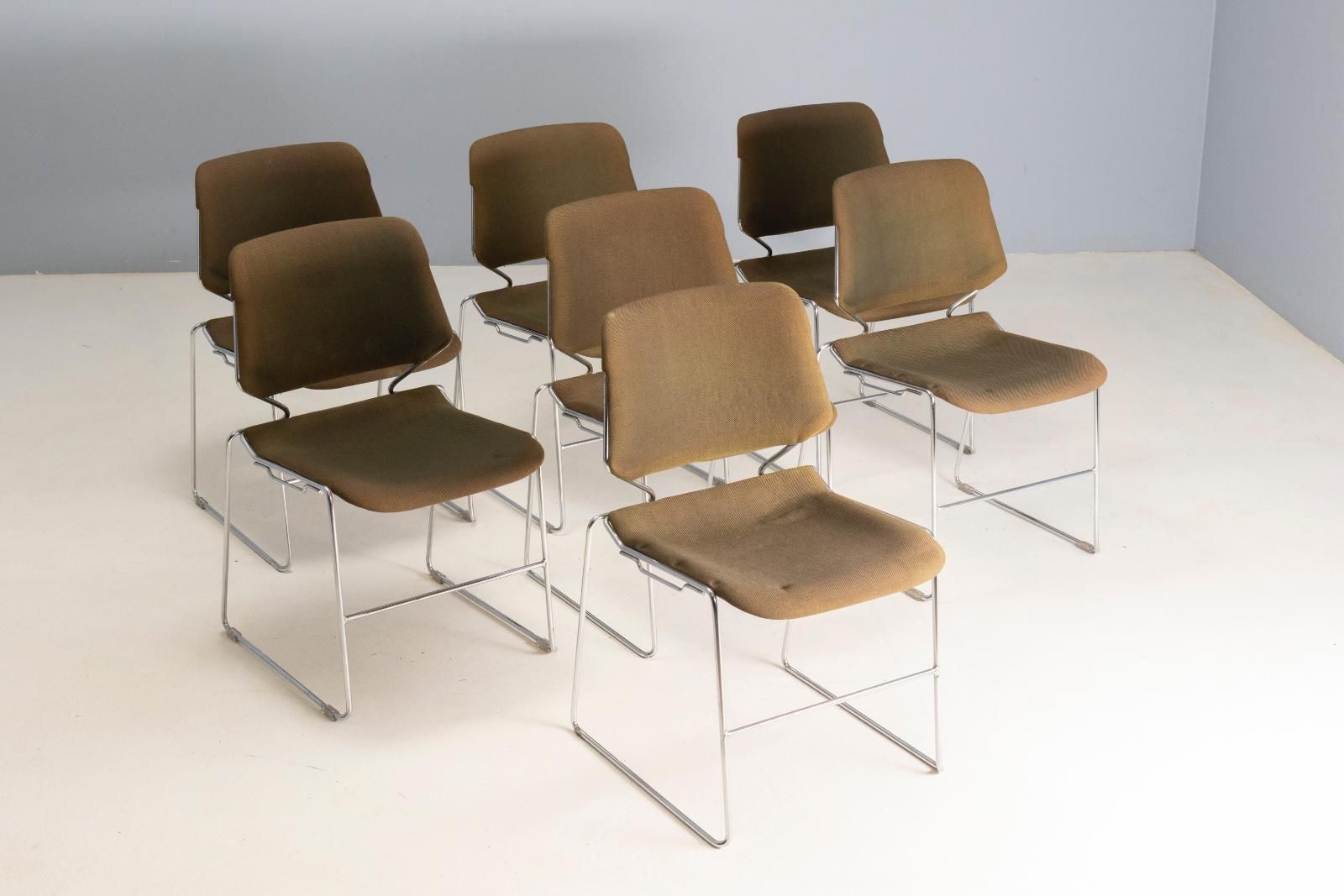 Set Van 7 Stapelstoelen Matrix, Thomas Tolleson, Jaren 1970, USA
