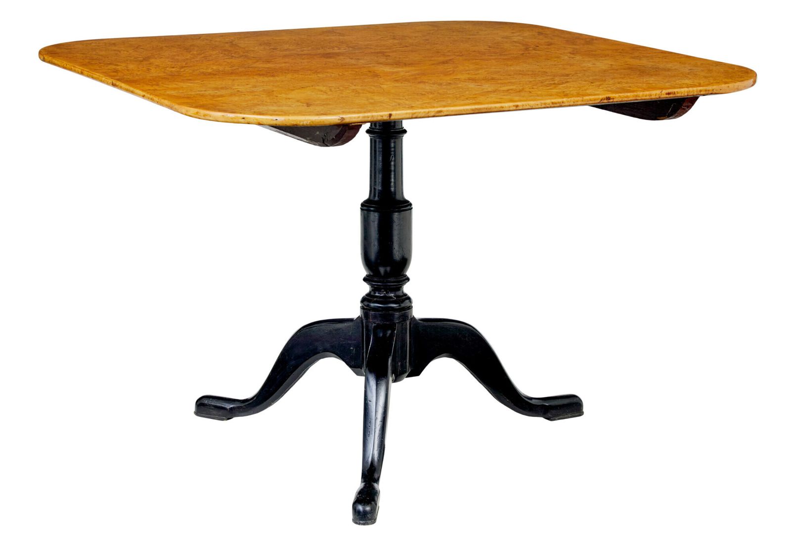 19th Century Swedish Burr Birch Tripod Table photo furniture