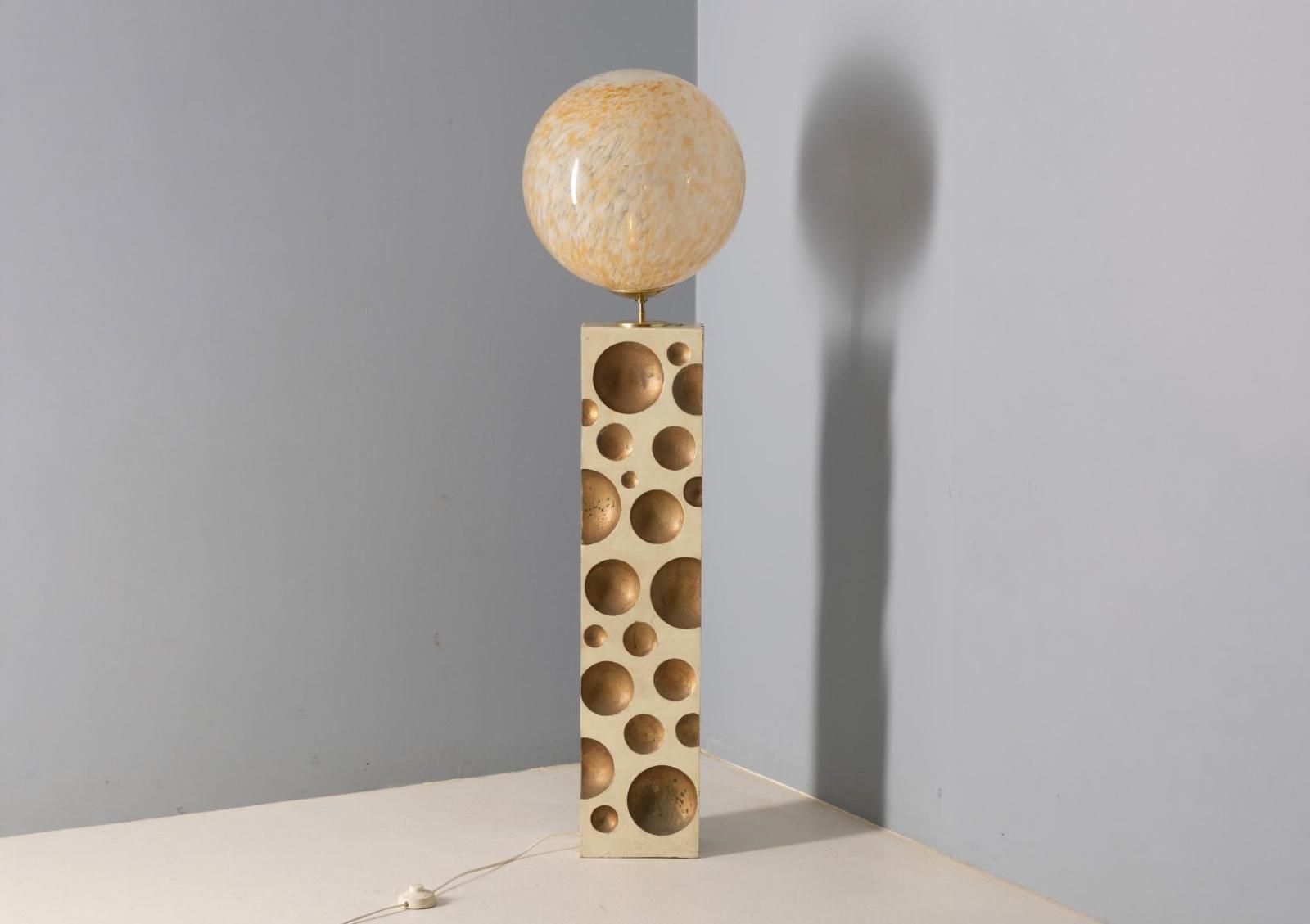 Vloerlamp Met Gemarmerd Glazen Kap, Jaren 1960–1970, Europa photo vinterior