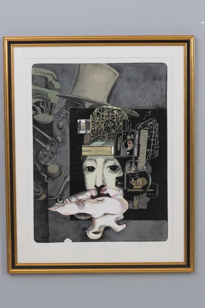 Gesigneerde Lithografie, Josef Liesler, 1995, Tsjecho Slowakije photo for sale