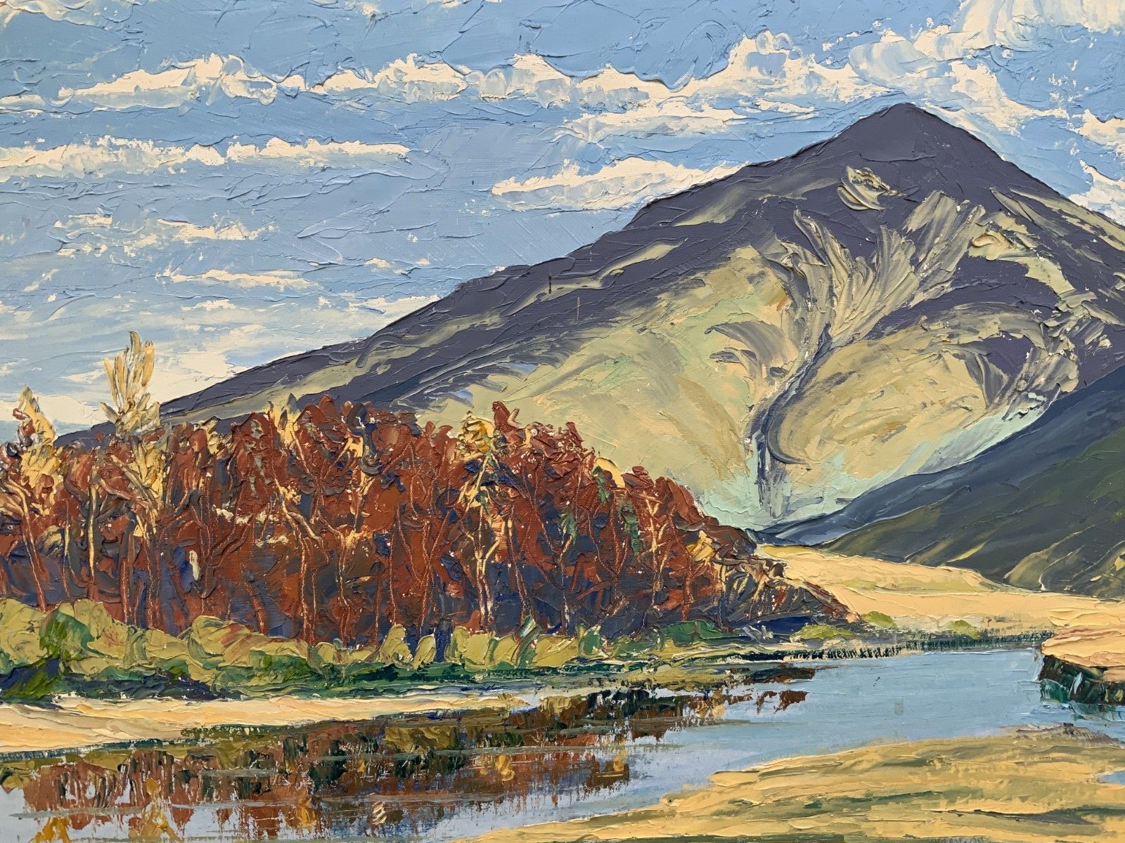 Scottish Impressionist Impasto Oil Painting Mountainous Landscape Mid Century photo Art