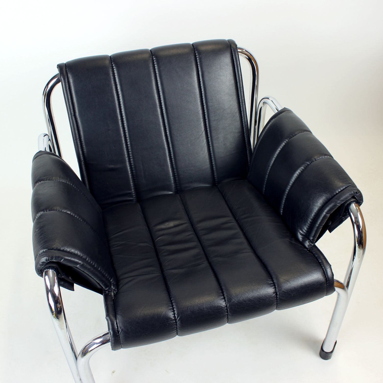 photo vinterior Lounge Chair By Viliam Chlebo In Chrome And Leatherette, Kodreta 1980s