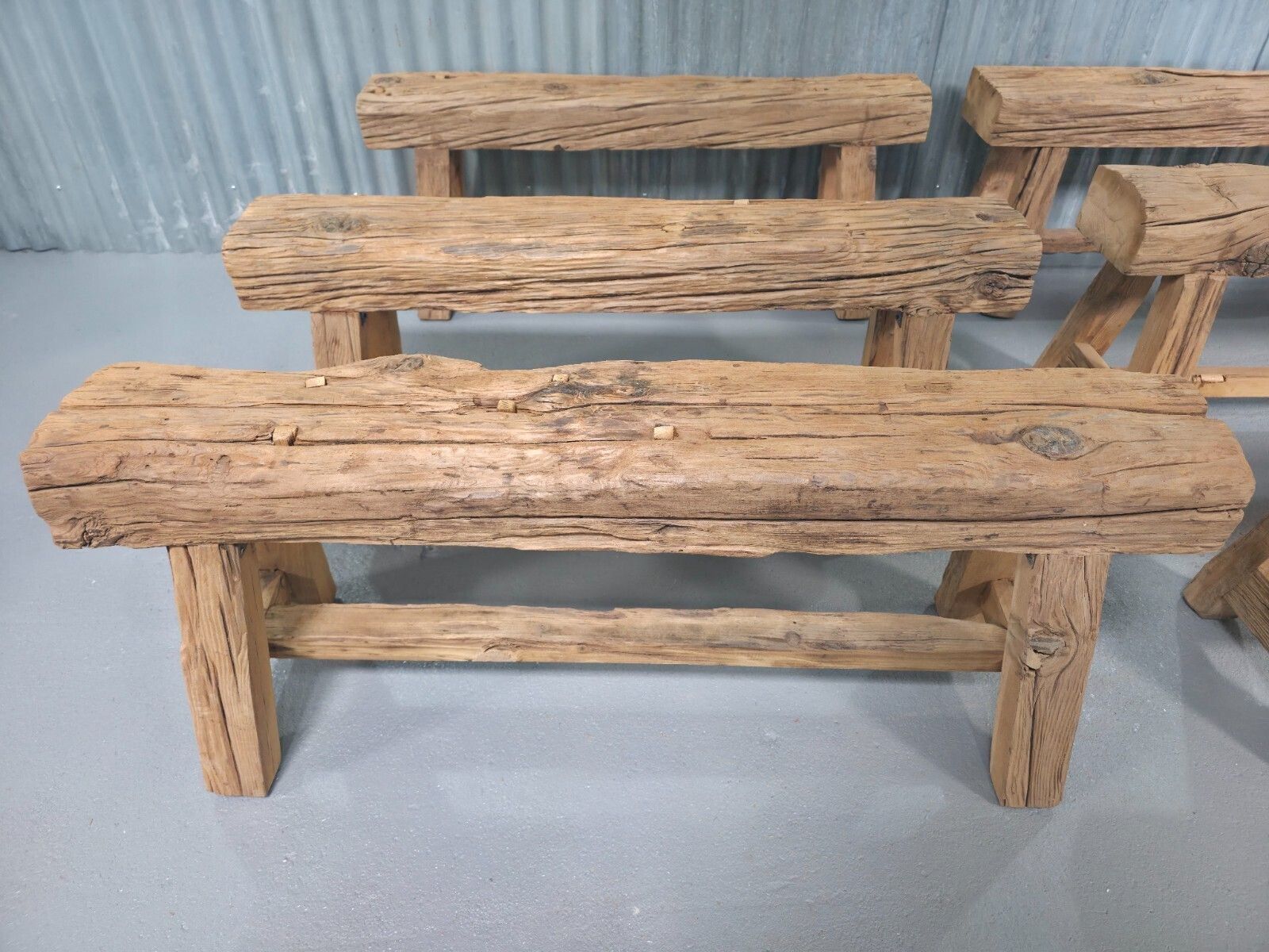 Vintage Rustic Reclaimed Chunky Solid Wooden Hardwood Stool Bench Seat 120cm photo vinterior