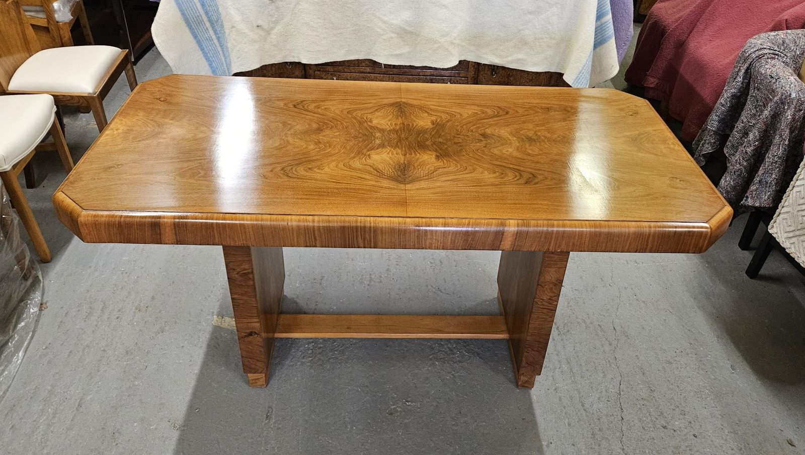 Art Deco Walnut Pedestal Dining Table photo buy