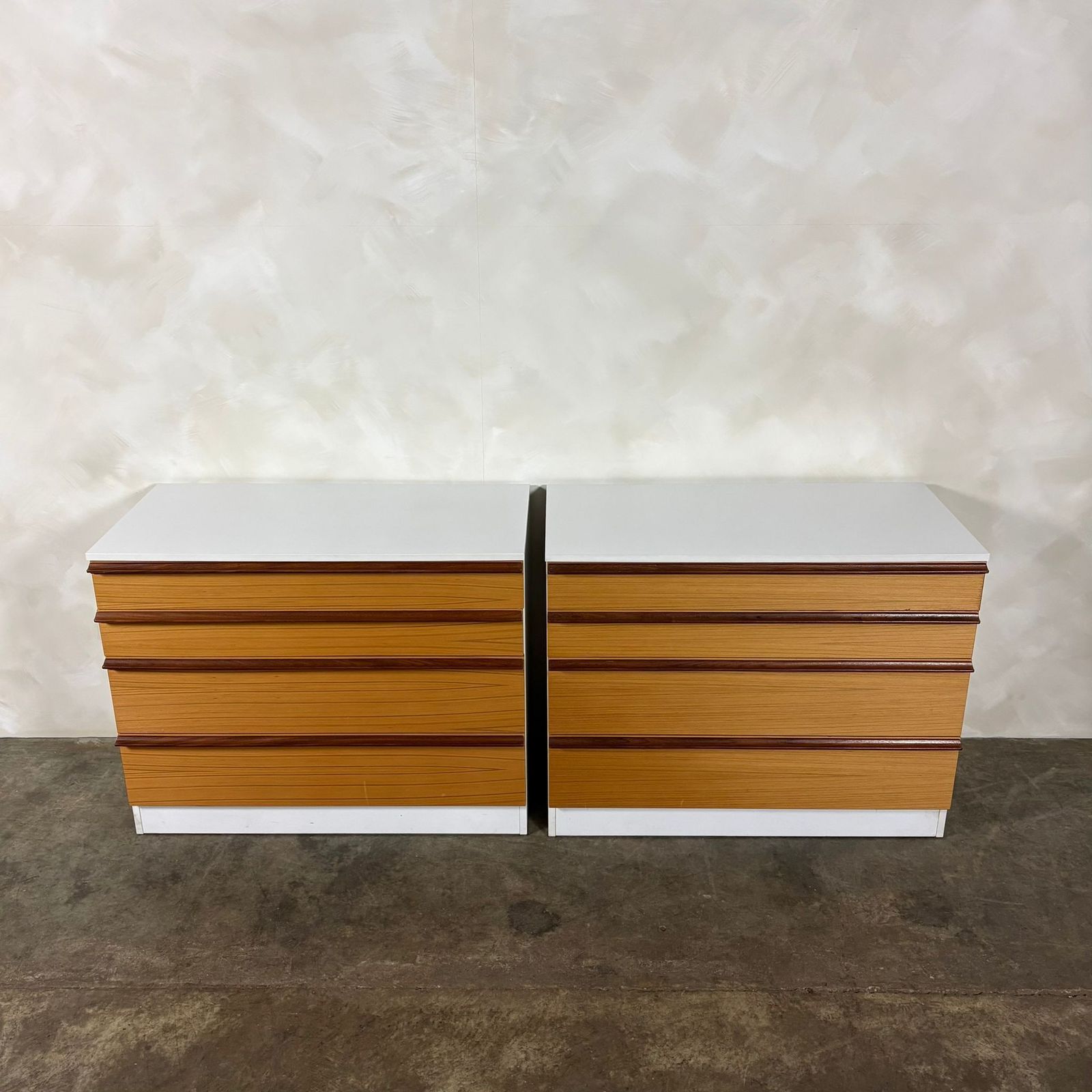 Chest Of Drawers White & Teak Mid Century Retro Mcm photo for sale