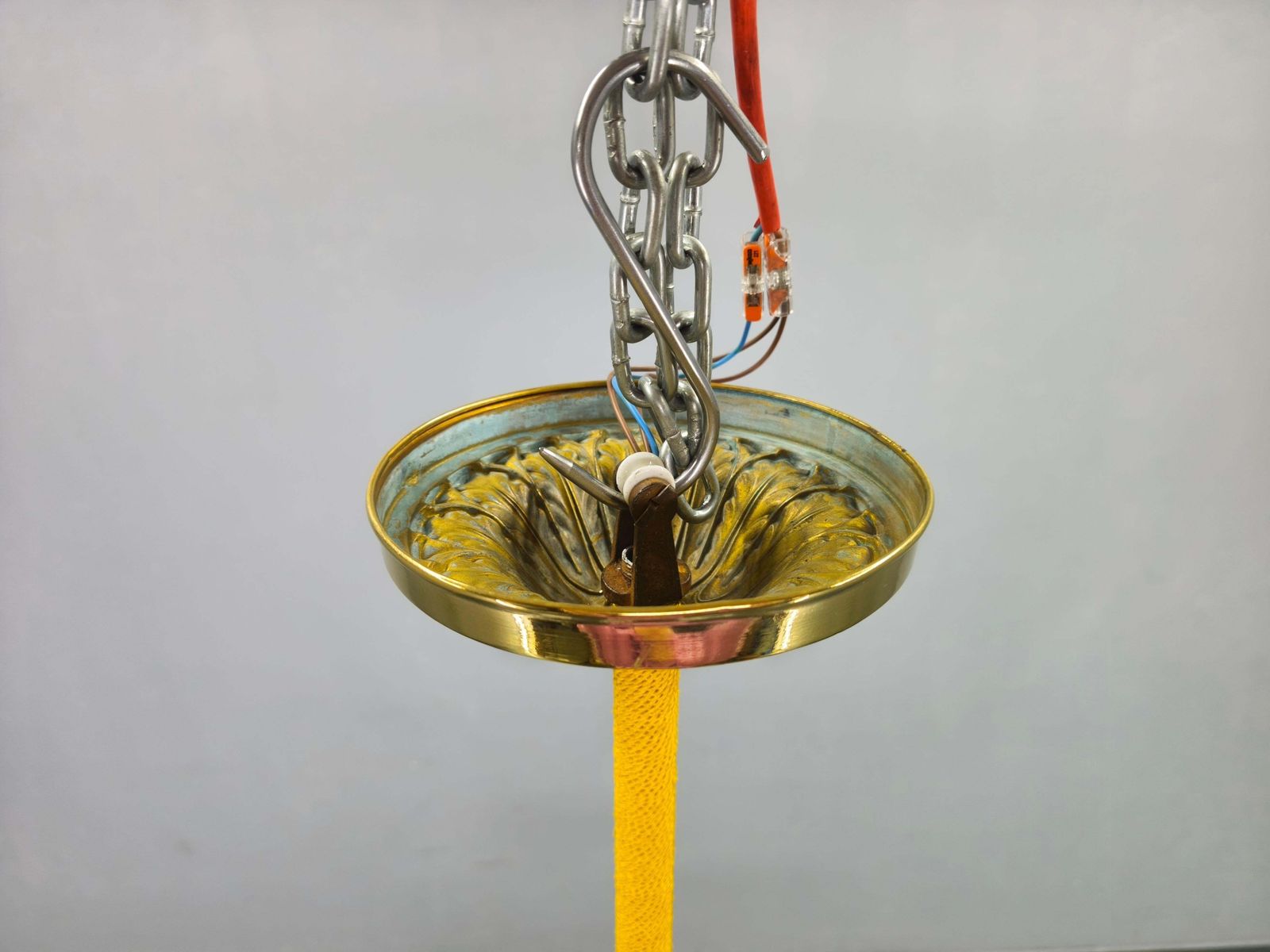 2468.0 Art Deco Brass Chandelier With Glass Shades, Czechoslovakia, 1930s photo