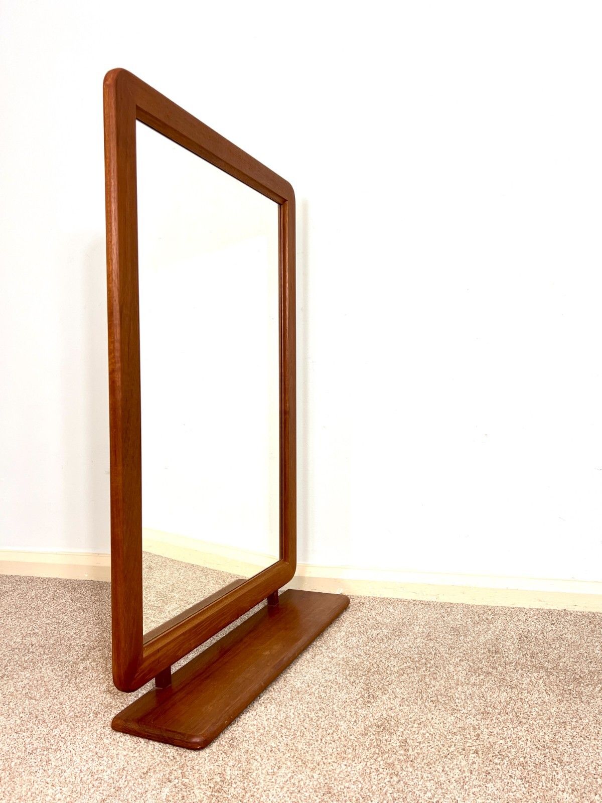 2 X  Mid Century Full Length Mirror With Teak Base, Vintage 1960s 1970s photo 450.0