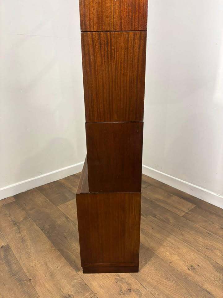 Minty Oxford Mid Century Library Oak Glazed Six Tier Bookcase photo vinterior