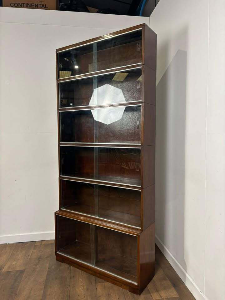 photo buy Minty Oxford Mid Century Library Oak Glazed Six Tier Bookcase