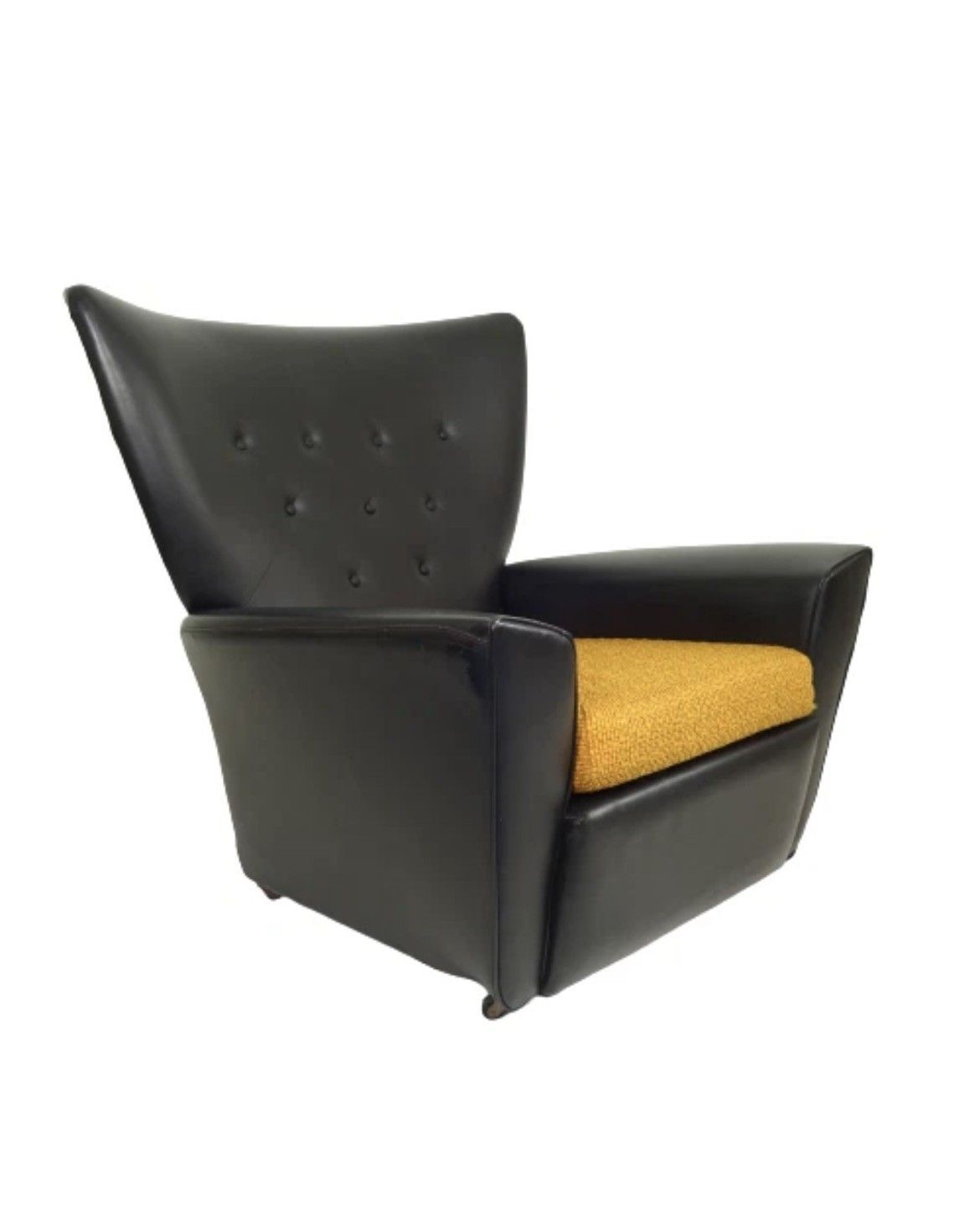 Pair Of Mid Century Black & Orange  Lounge Chairs 1960s Vintage Armchairs photo furniture