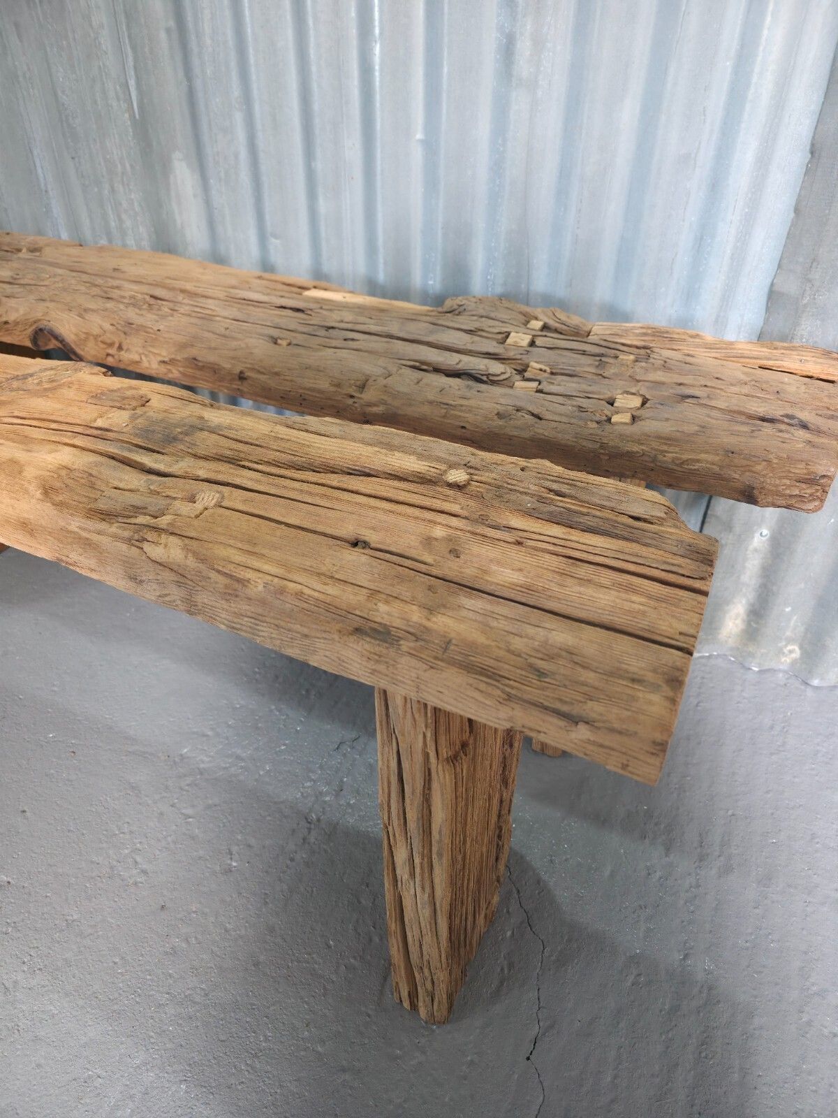 photo furniture Vintage Rustic Reclaimed Chunky Solid Wooden Hardwood Stool Bench Seat 120cm
