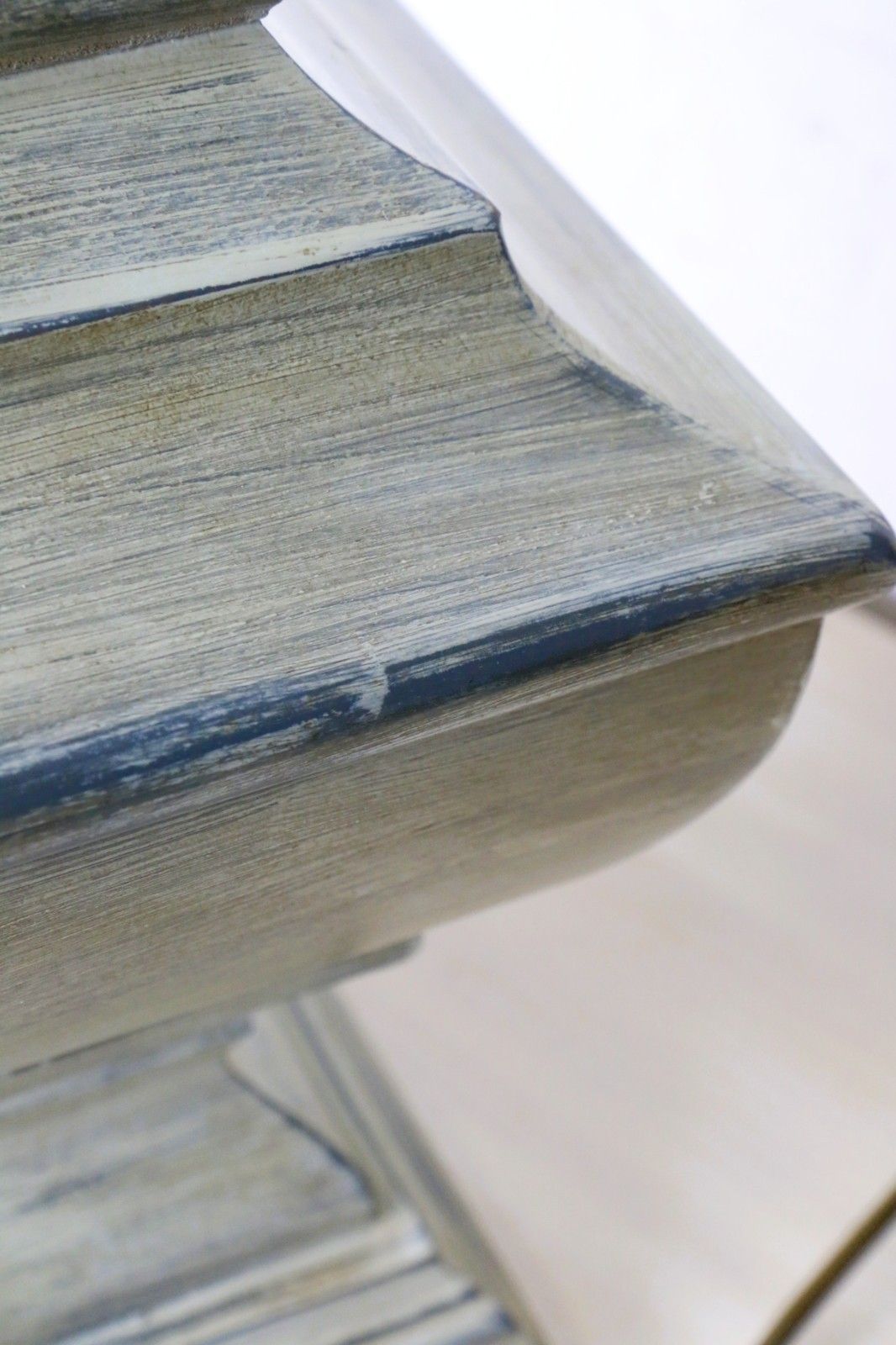 photo for sale Table Lamp Vintage Large Ethnic Pagoda Shaped Wooden Lamp Distressed Grey Finish
