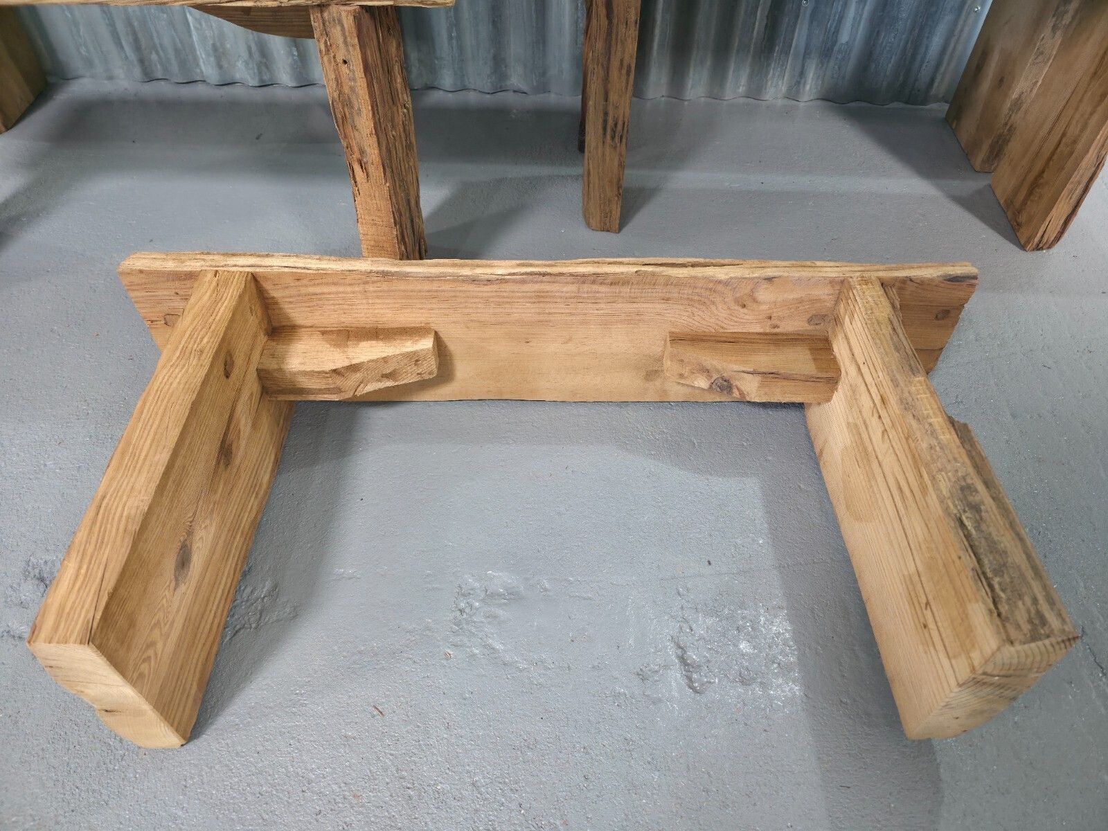 Vintage Rustic Reclaimed Chunky Solid Wooden Hardwood Stool Bench Seat 90cm photo vintage