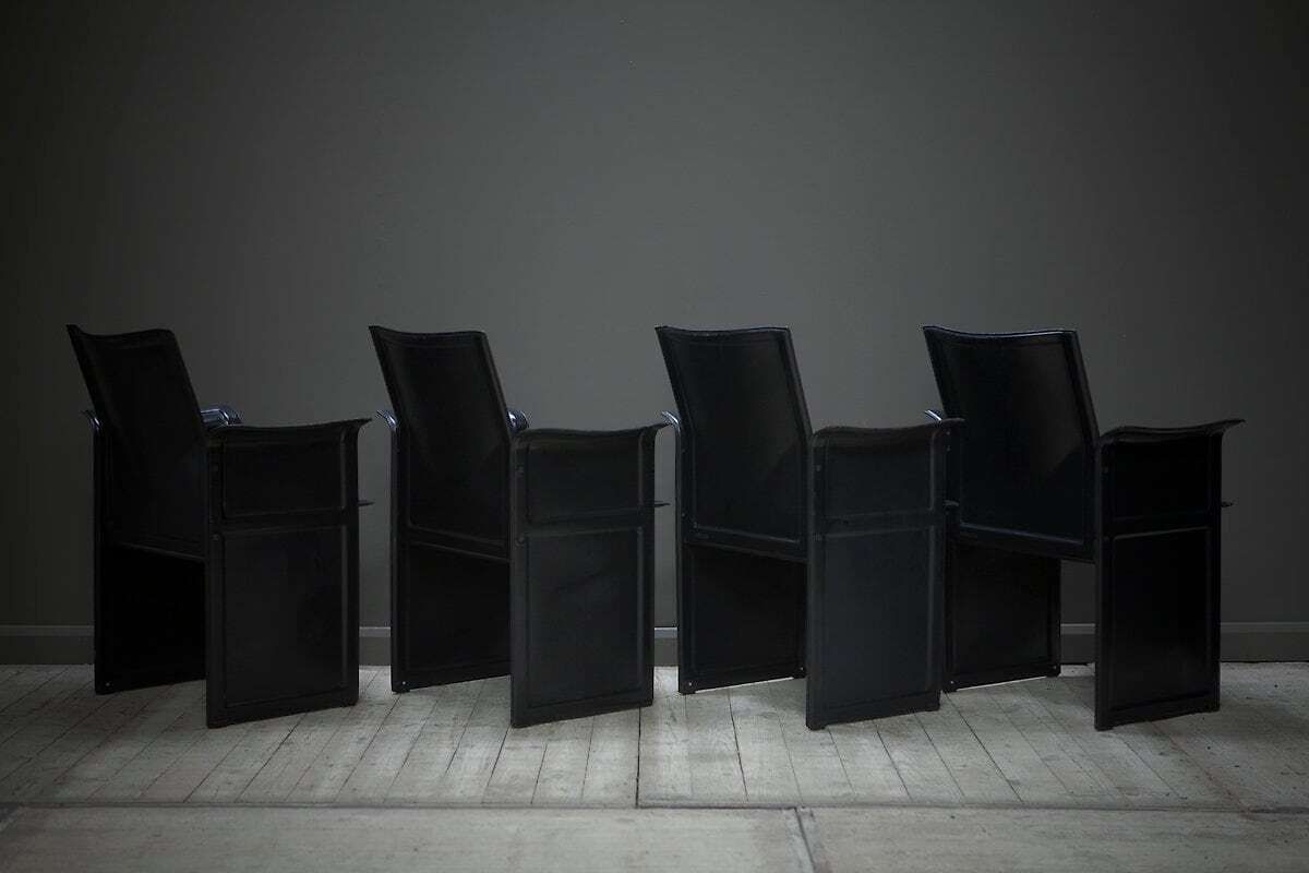 Original Black Leather Dining Chairs By Tito Agnoli For Matteo Grassi photo 783.0