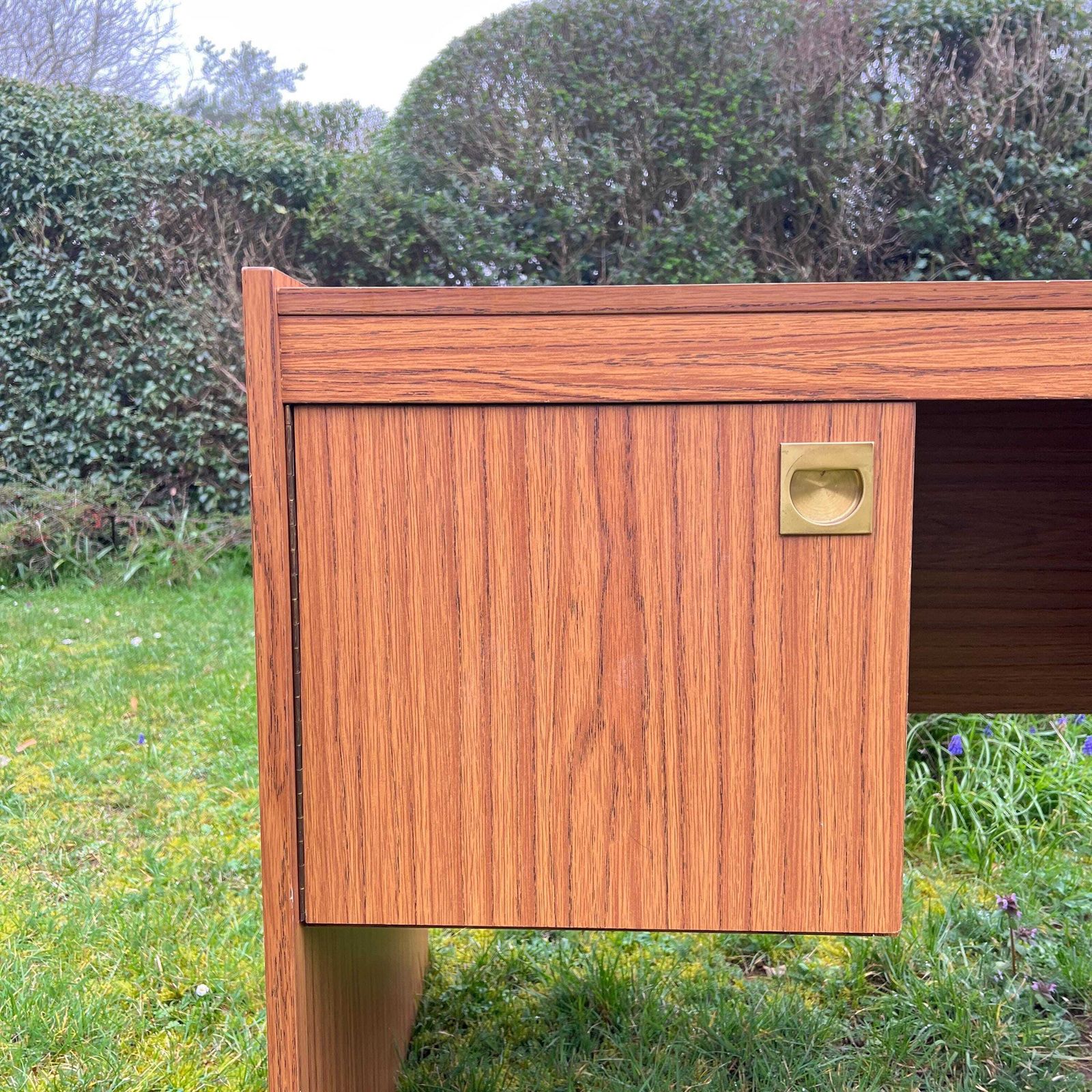 Mid Century Teak Effect Desk, Vintage Retro Desk 1970s photo Furniture