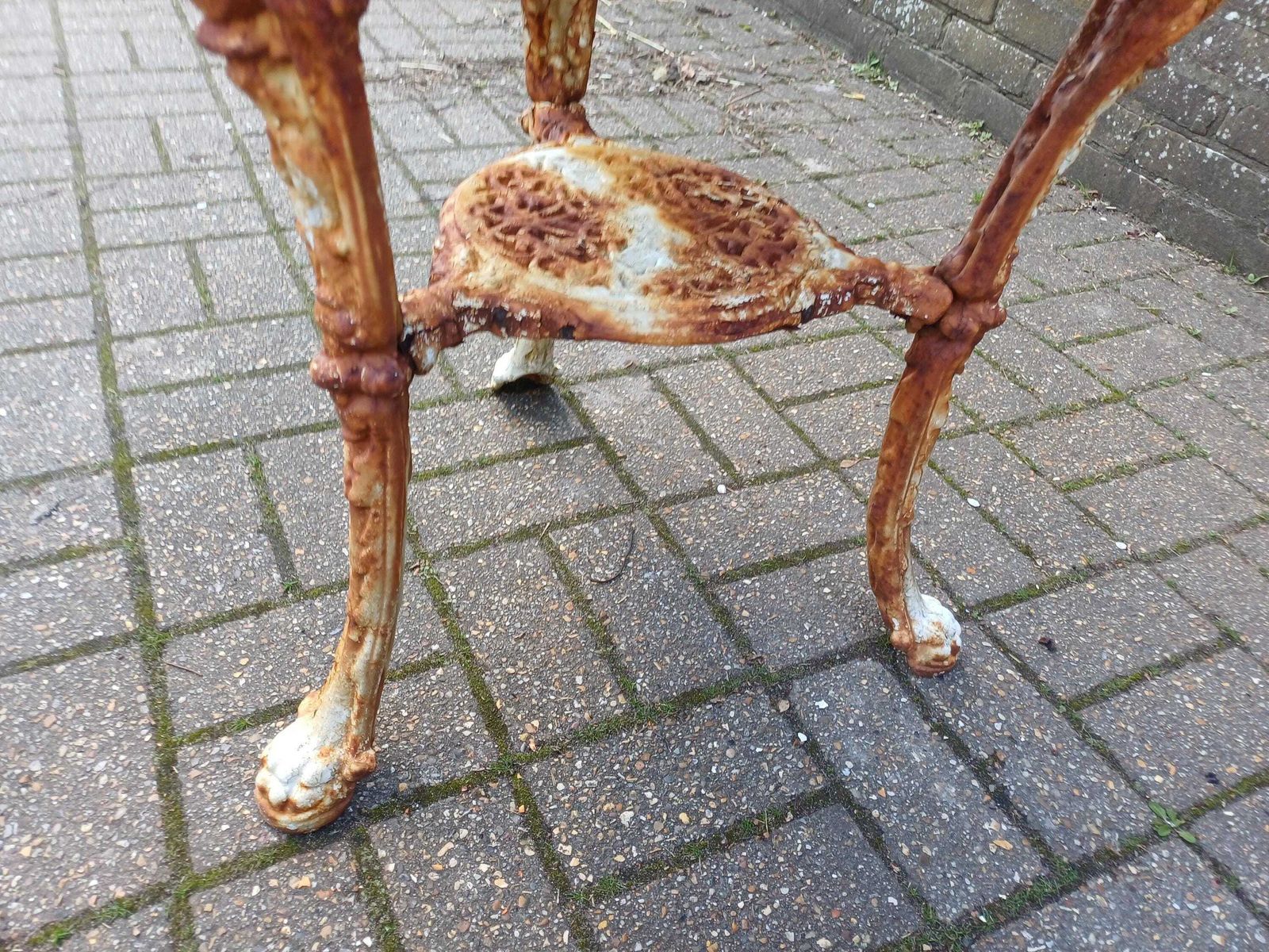 photo furniture Late Victorian Britannia Cast Iron Side Table   Antique Garden Table  Shabby Chic Rust Patina   English Outdoor Table