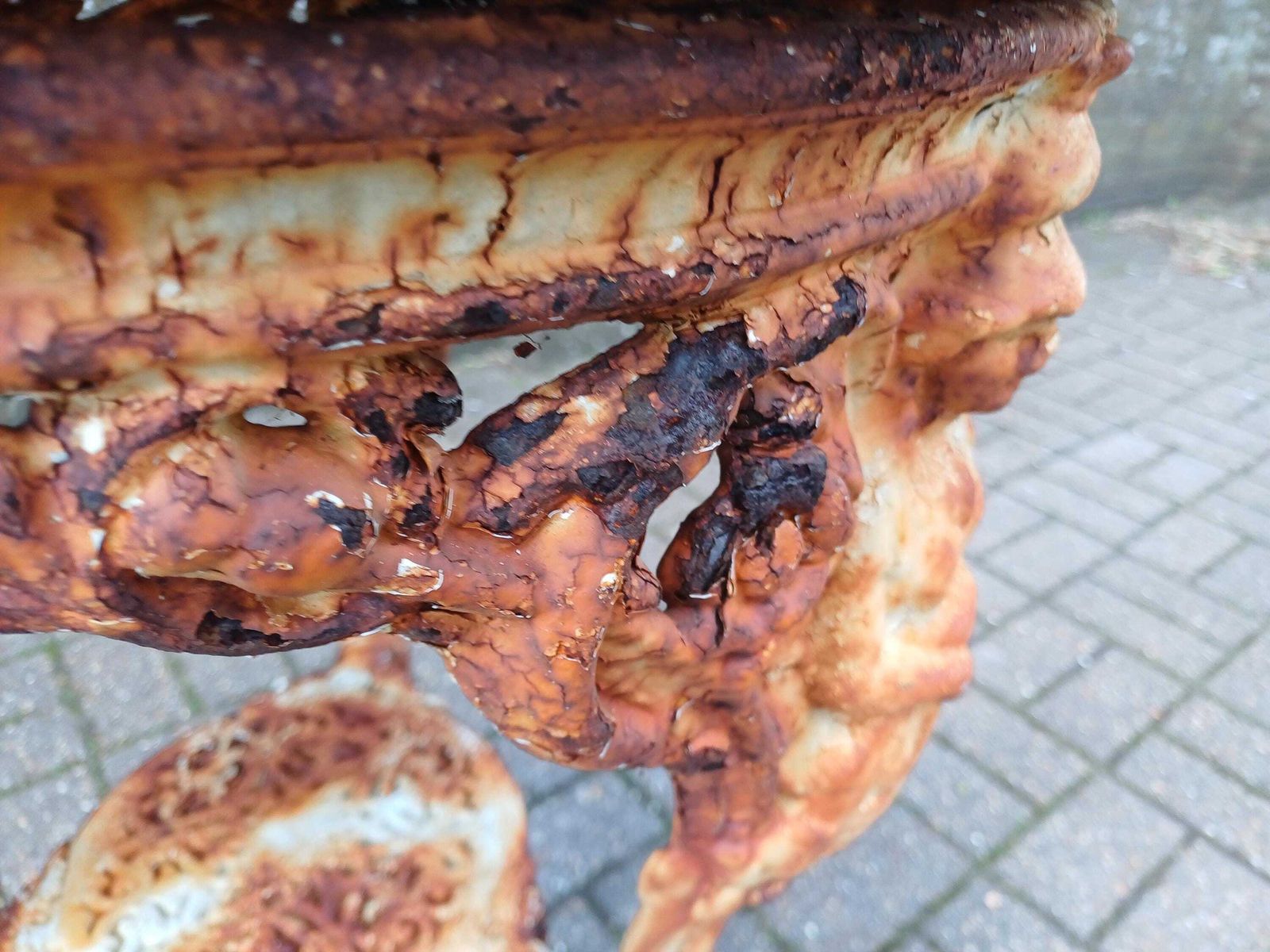 Furniture Late Victorian Britannia Cast Iron Side Table   Antique Garden Table  Shabby Chic Rust Patina   English Outdoor Table photo