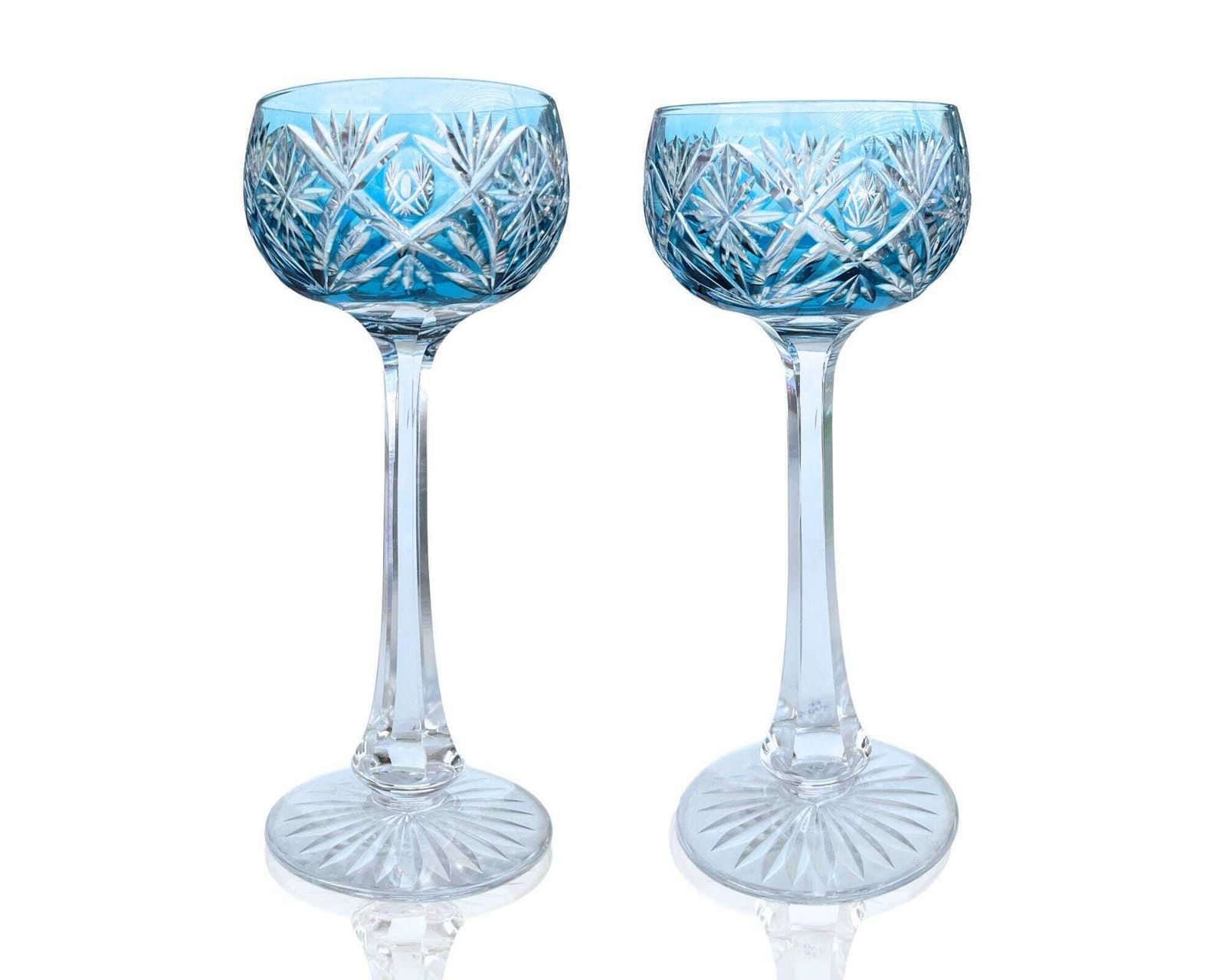 Saint Louis Crystal | Paar Aquamarijn Wijnglazen | 2 Stuks