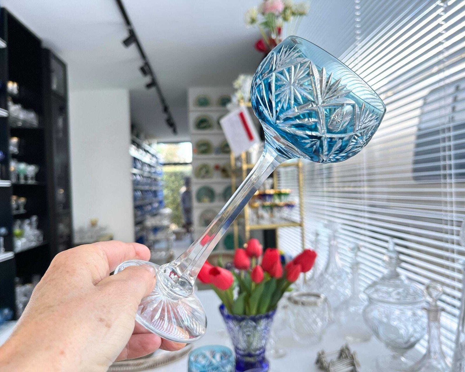 Saint Louis Crystal | Paar Aquamarijn Wijnglazen | 2 Stuks photo furniture