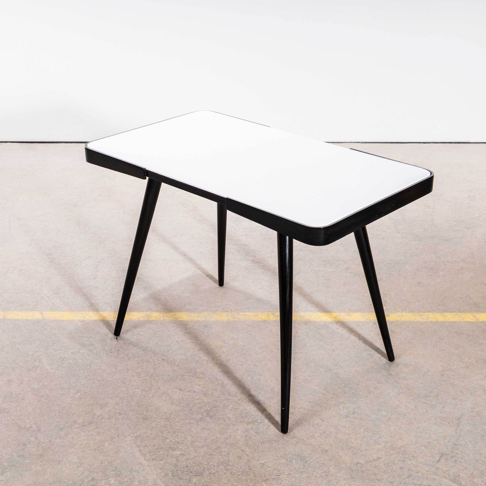 1950’s Czech Side Occasional Table By Jiri Jiroutek – White Opaxit Glass