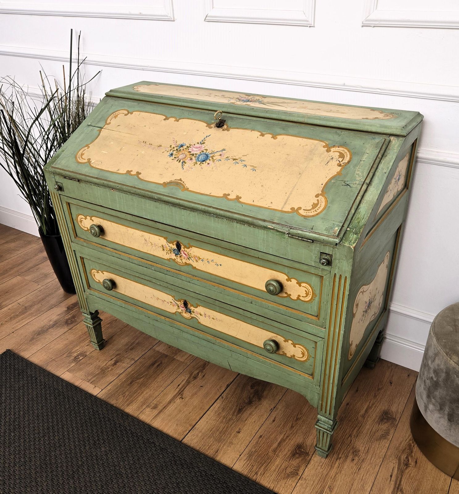 Antique Italian Tuscany Country Painted Wooden Commode Secretaire Desk photo furniture