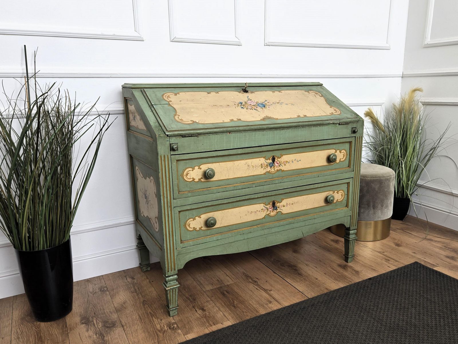 Antique Italian Tuscany Country Painted Wooden Commode Secretaire Desk photo for sale