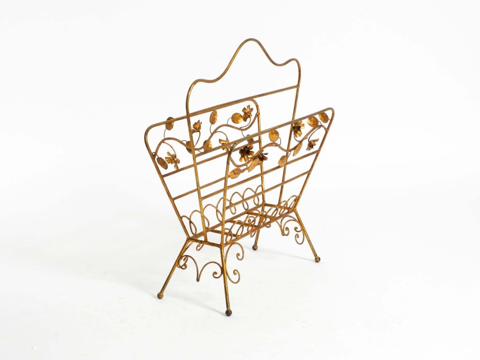 Extraordinary Mid Century Newspaper And Magazine Rack With A Gilded Metal Frame photo Home Decor