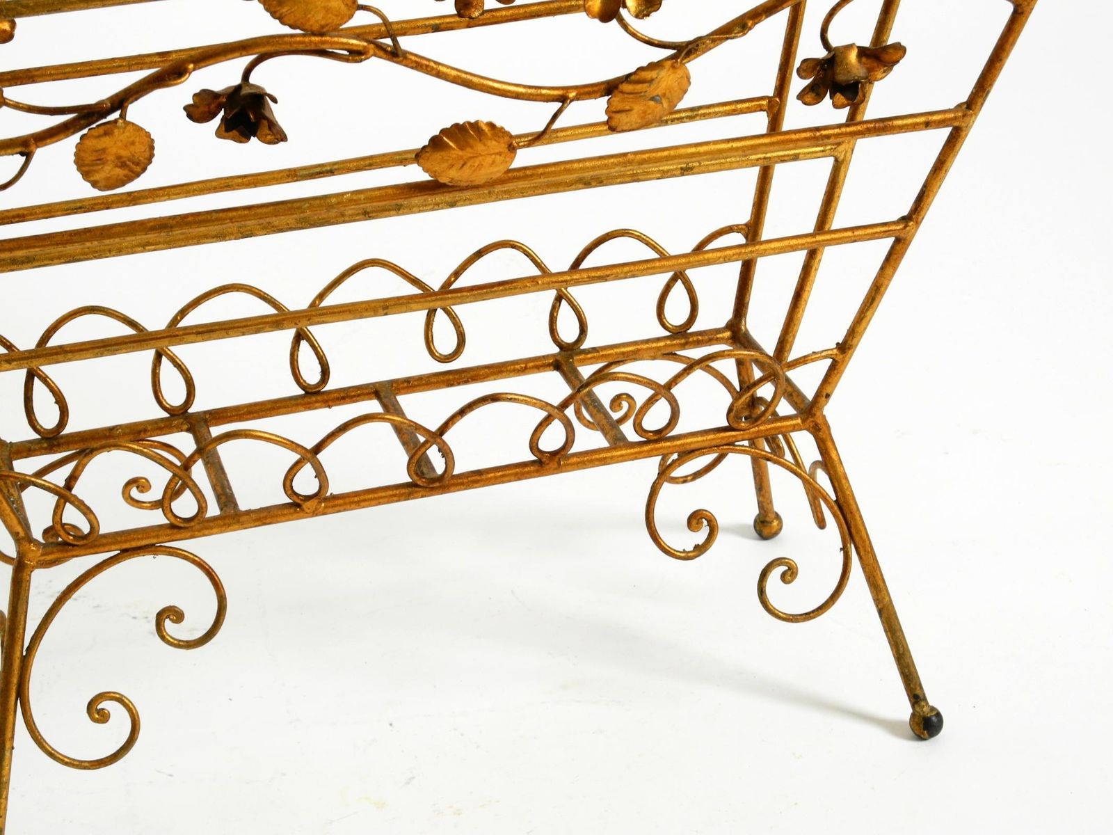 Home Decor Extraordinary Mid Century Newspaper And Magazine Rack With A Gilded Metal Frame photo