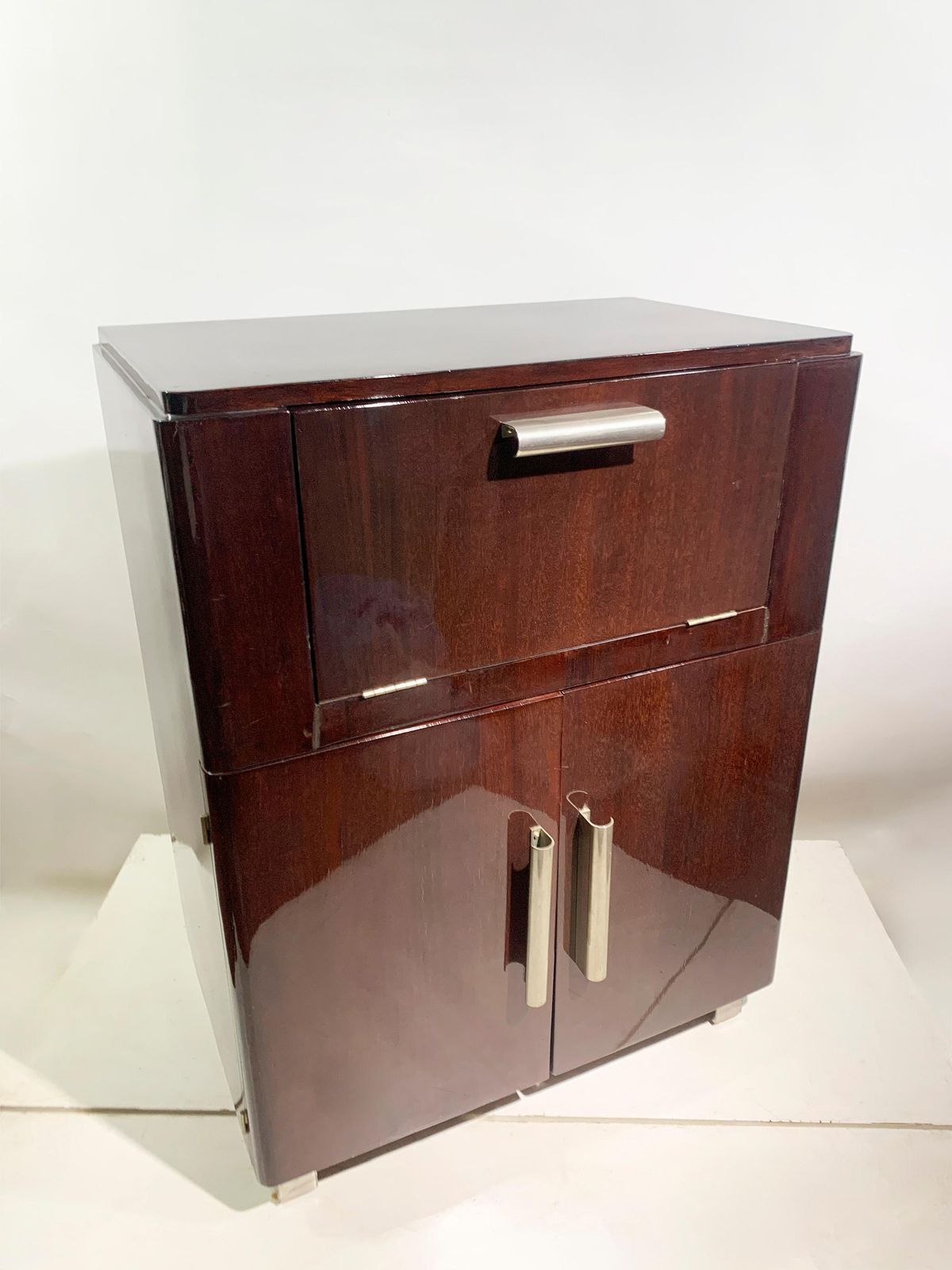Art Deco Polished Mahogany Bar Cabinet With Mirrored Interior, Circa 1930's photo furniture