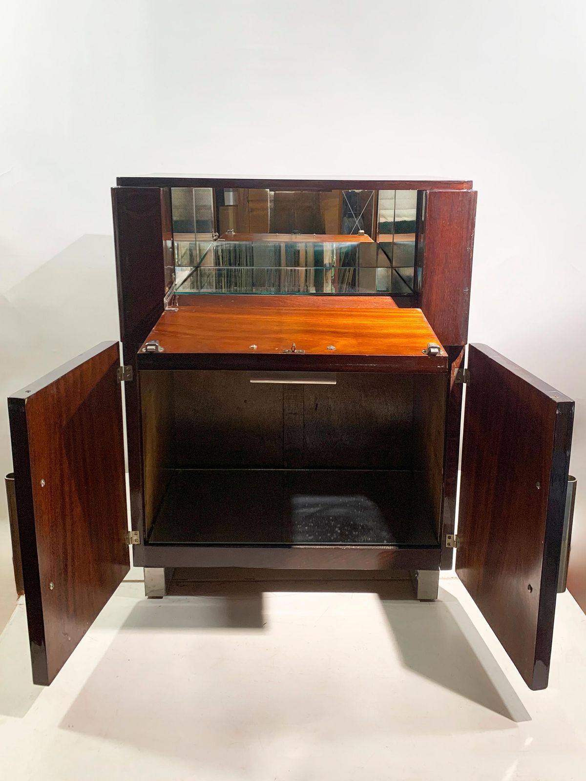 Art Deco Polished Mahogany Bar Cabinet With Mirrored Interior, Circa 1930's photo 3115.0
