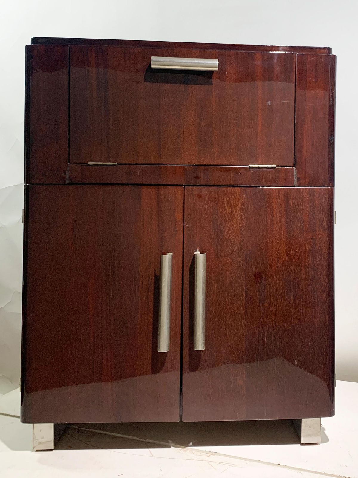 photo furniture Art Deco Polished Mahogany Bar Cabinet With Mirrored Interior, Circa 1930's