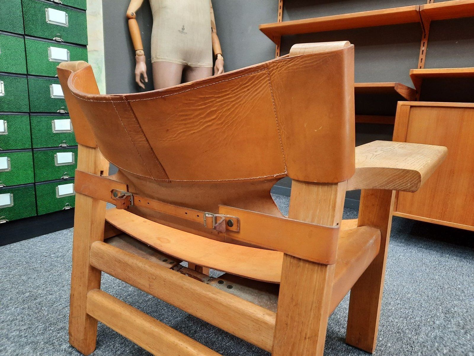 Vintage Armchair In Oak And Leather By Børge Mogensen, 1960s photo vintage
