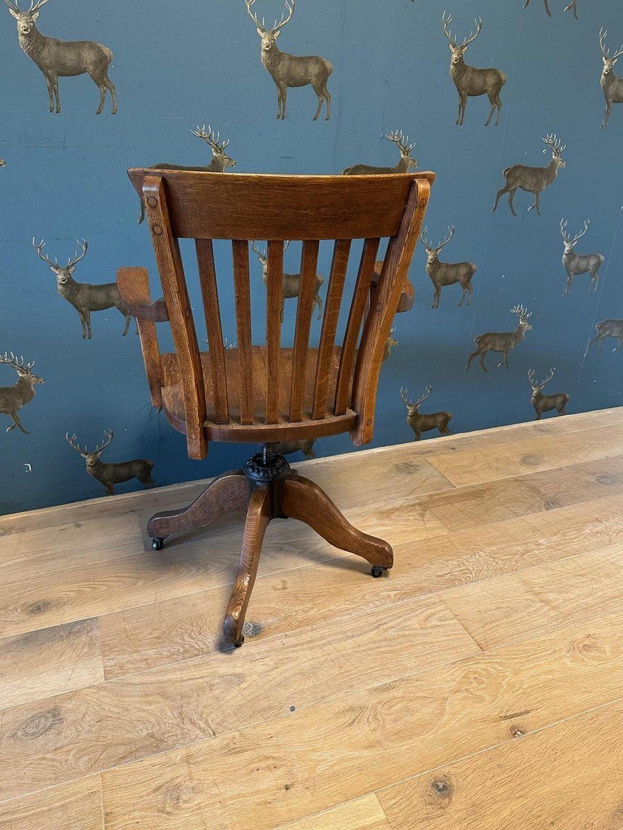 Antique Oak Office Chair, 1890s photo vinterior