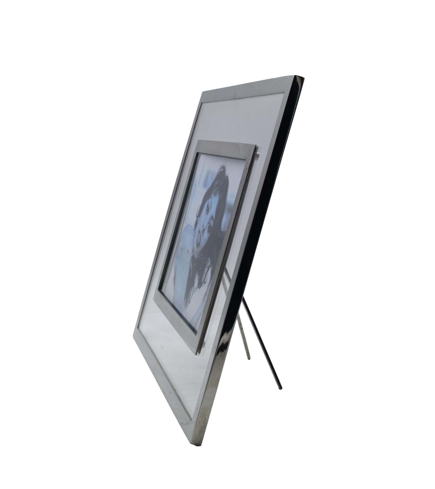 Gabriella Crespi Signed Plexiglass And Nickel Plated Brass Photo Frame, Italy 70 photo Home Decor