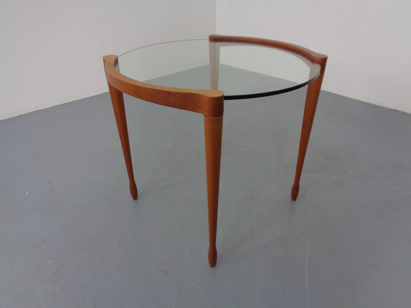 Giotto Glass And Cherry Wood Side Table By Tarcisio Colzoni For Porada, Italy, 1990s photo furniture
