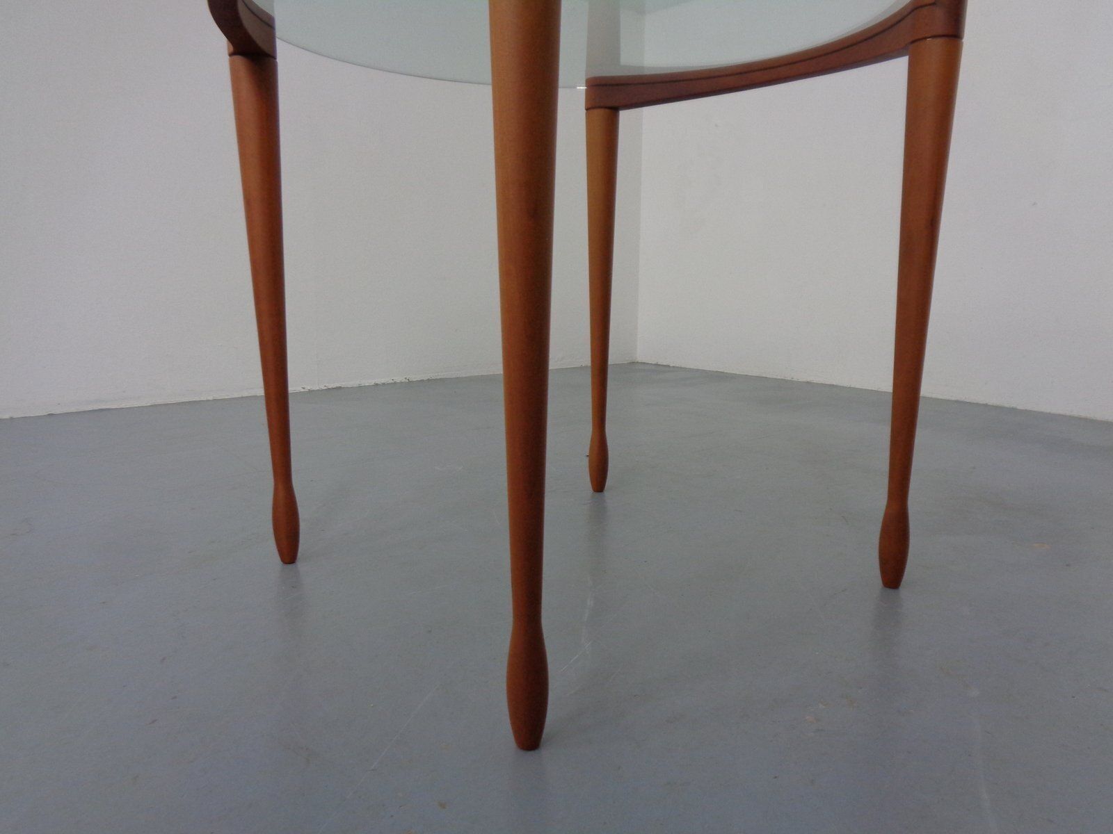 photo for sale Giotto Glass And Cherry Wood Side Table By Tarcisio Colzoni For Porada, Italy, 1990s