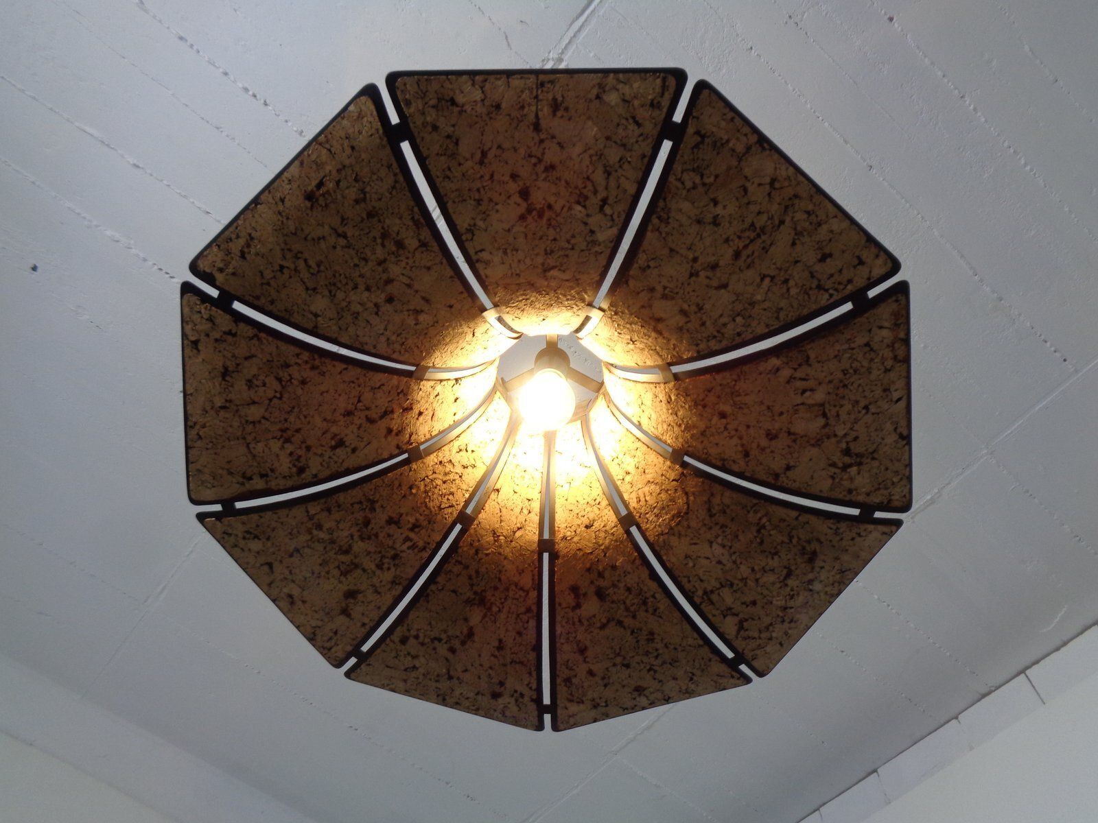 photo for sale Cork & Metal Semi Pendant Lamp In The Style Of Ingo Maurer, Germany, 1970s