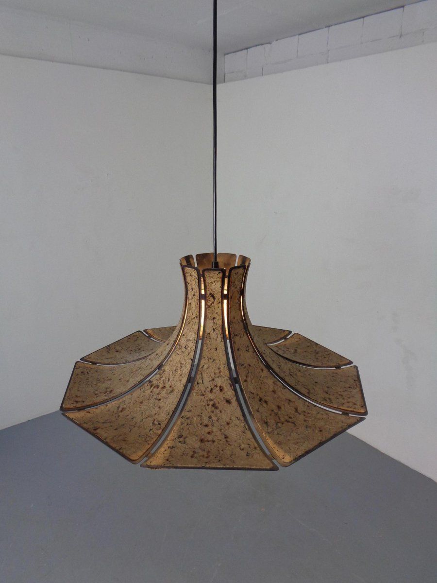 1125.0 Cork & Metal Semi Pendant Lamp In The Style Of Ingo Maurer, Germany, 1970s photo