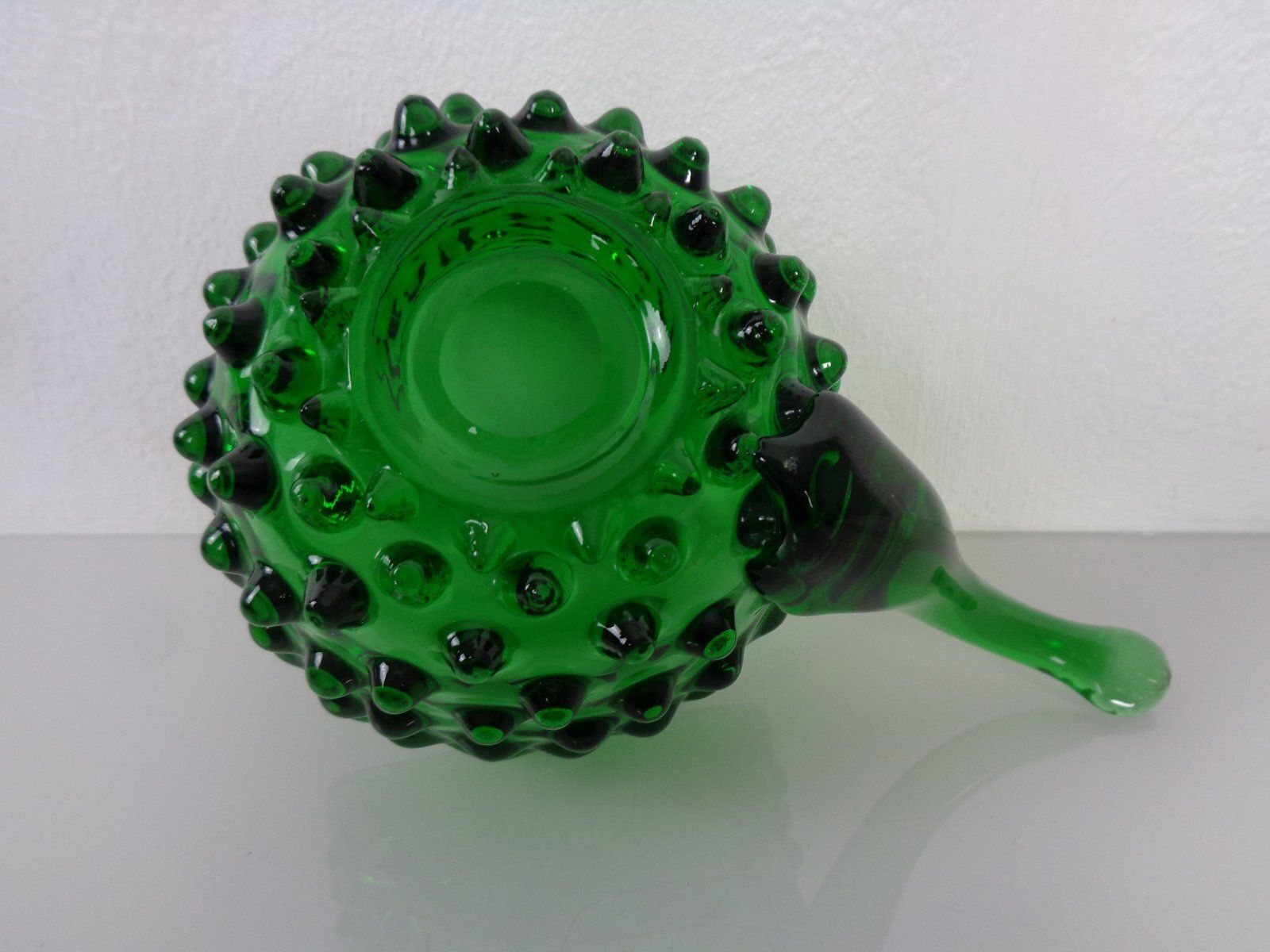 photo vintage Italian Green Bubble Glass Vase & Bowl From Empoli, 1960s, Set Of 2