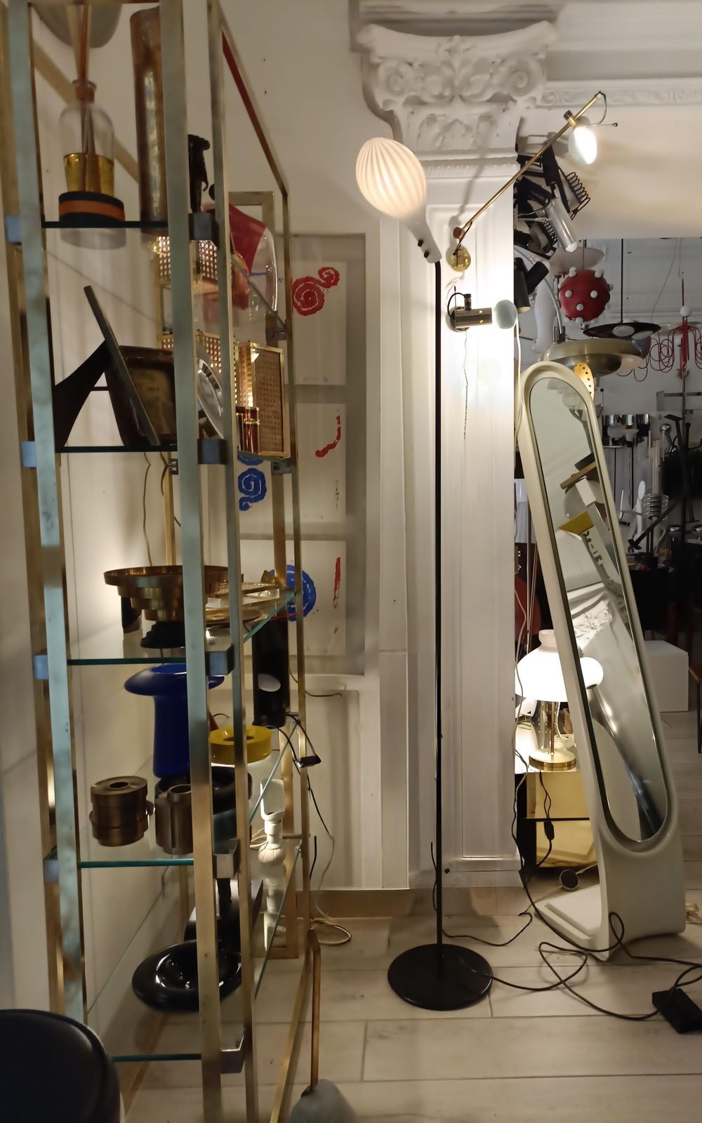 Black Metal And Blown Glass Floor Lamp, Italy 1980s photo buy