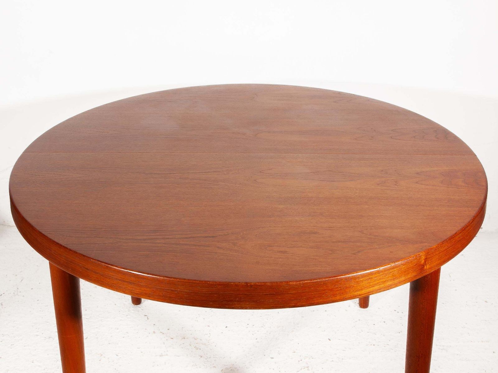 Midcentury Scandinavian Design Teak Round Extendable Table By Kai Kristiansen photo for sale