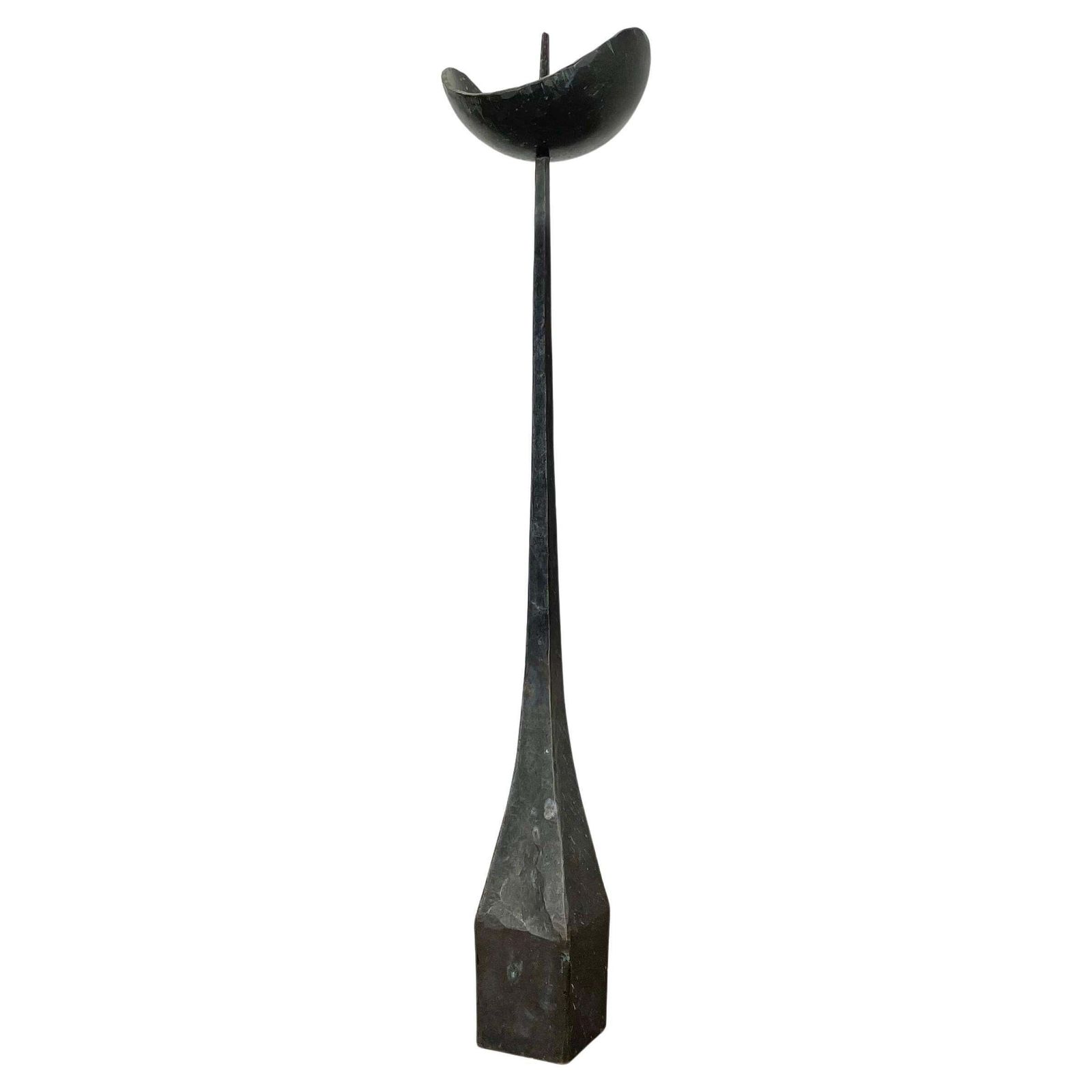 Large 47cm Brutalist Cast Iron Candleholde By Manfred Bergmeister, Germany 1970