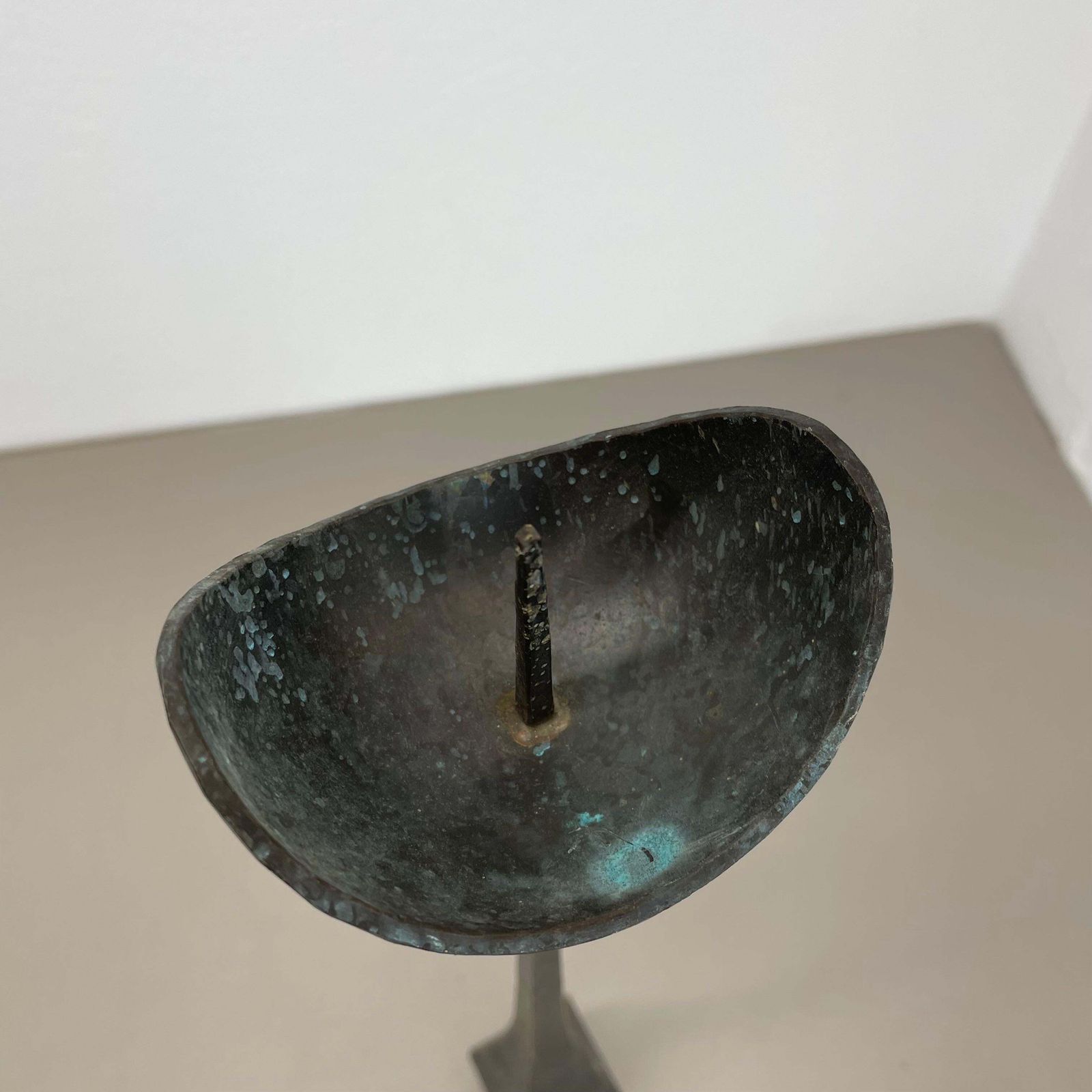 photo furniture Large 47cm Brutalist Cast Iron Candleholde By Manfred Bergmeister, Germany 1970