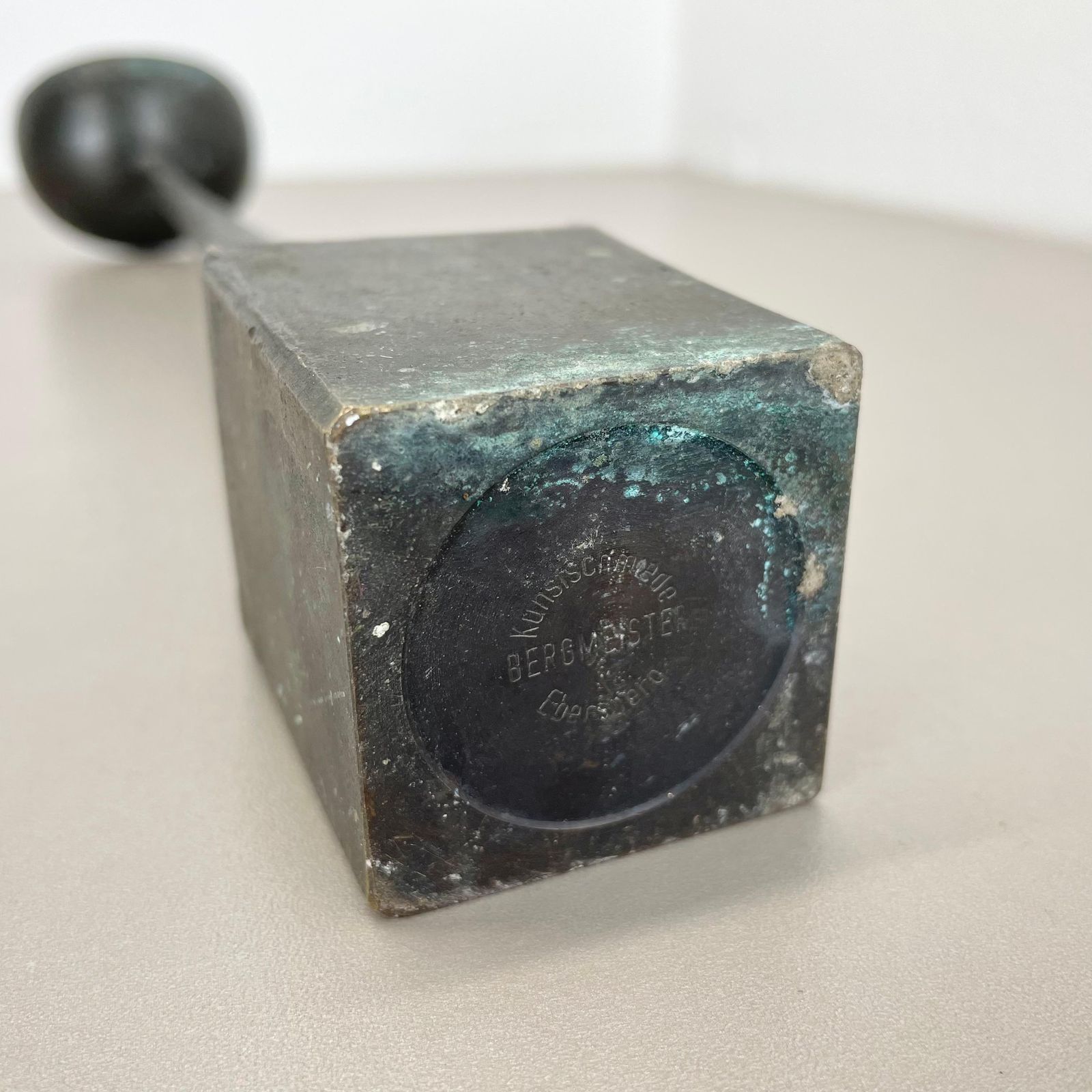 photo vinterior Large 47cm Brutalist Cast Iron Candleholde By Manfred Bergmeister, Germany 1970