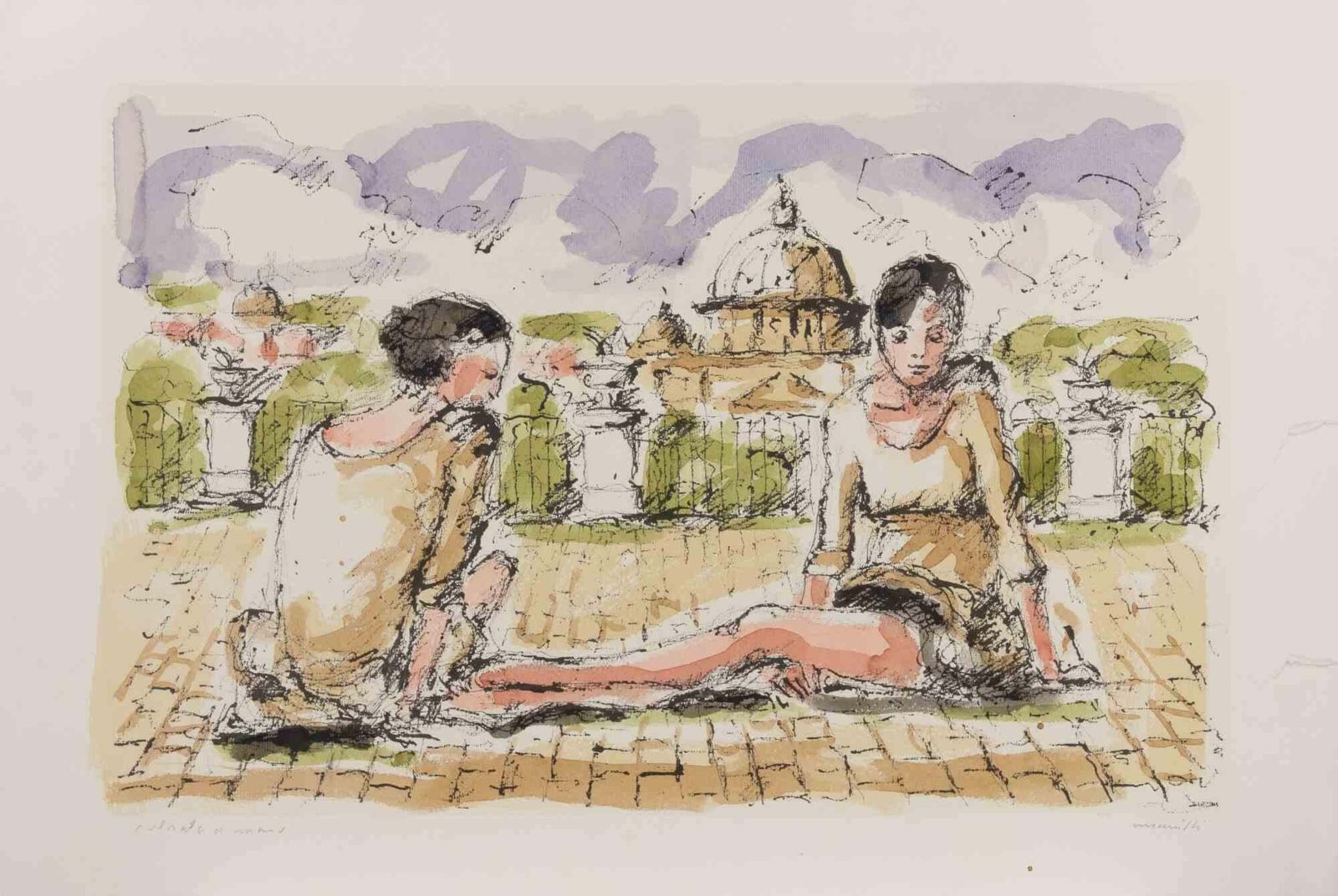 Franco Marzilliballerinas   Etching By Franco Marzilli   1980s1990s